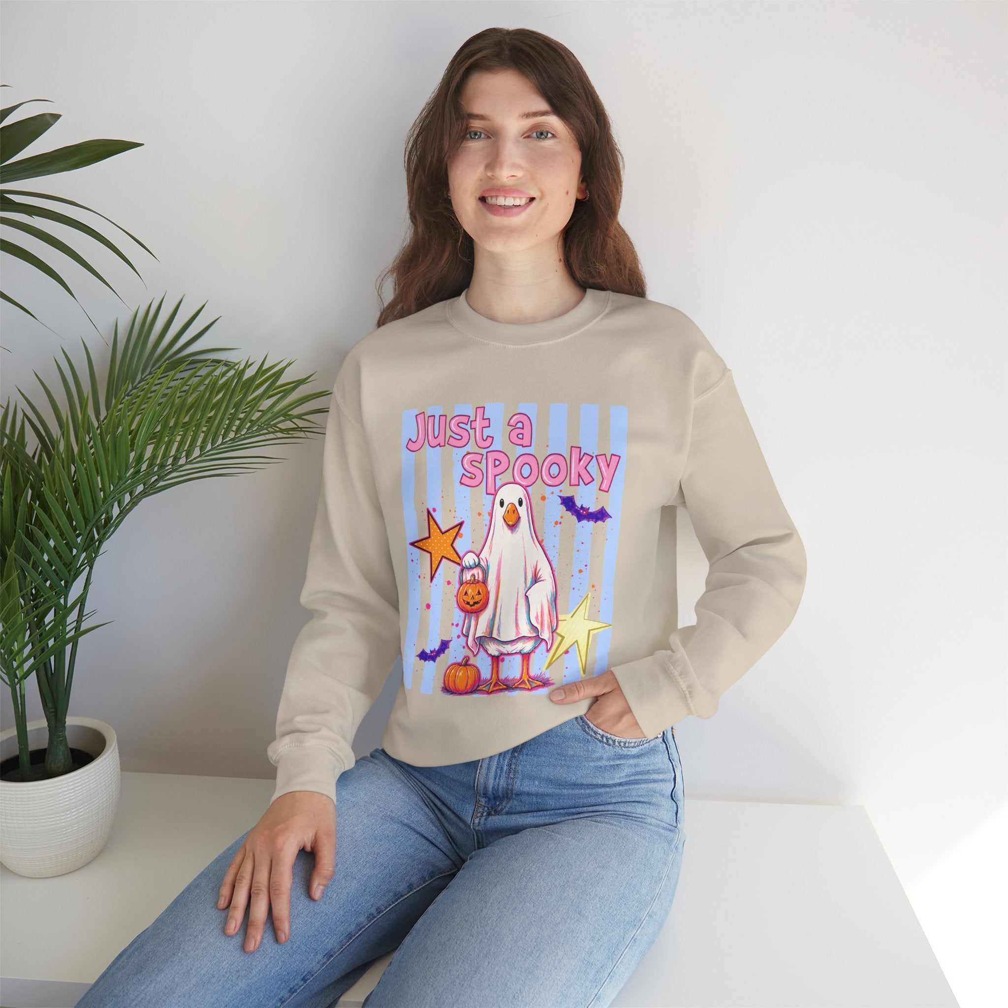 Ghost Costume Sweatshirt — "Just a Spooky" Cute Halloween Crewneck