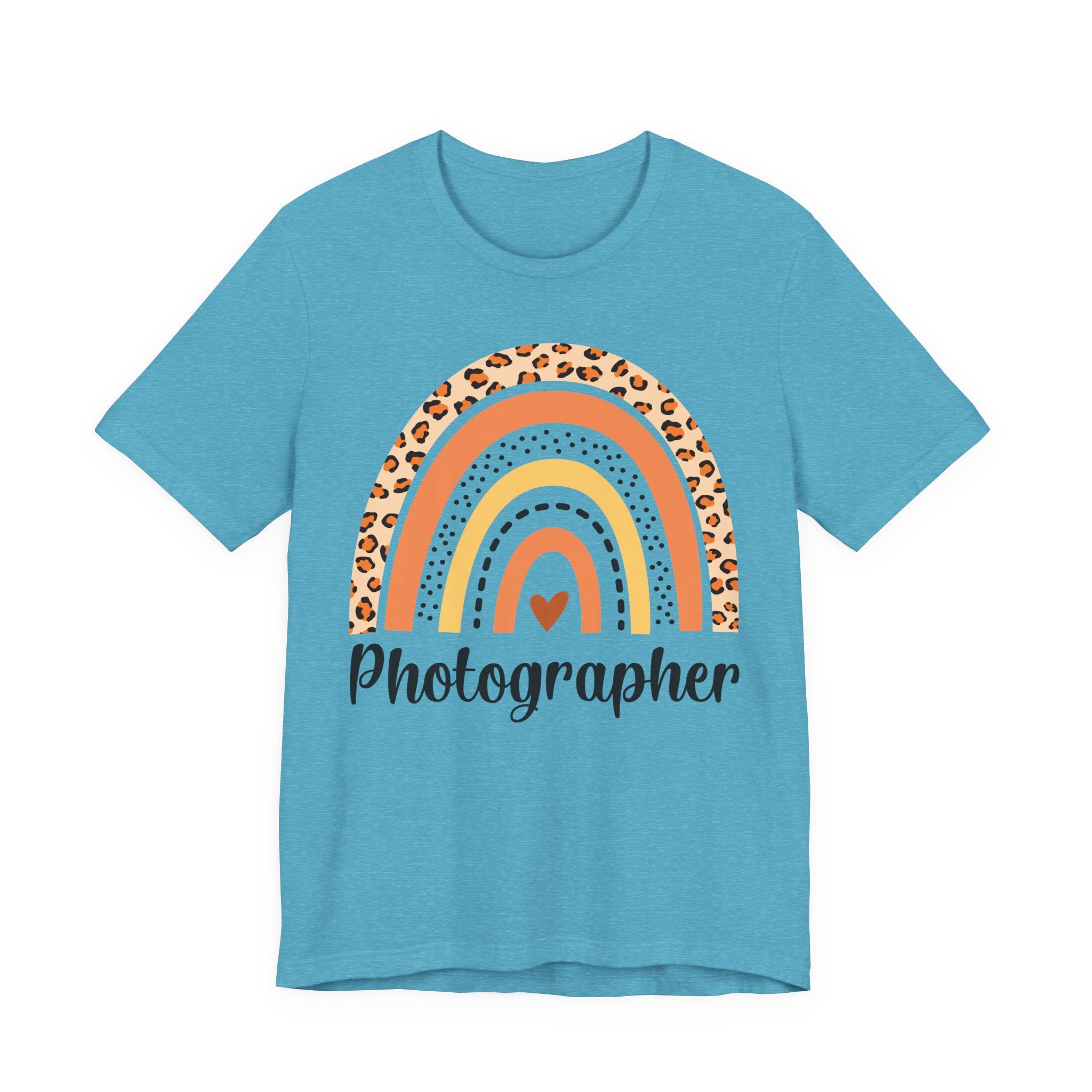 Photographer Rainbow Tee — Leopard Print Rainbow Graphic T-Shirt for Photographers
