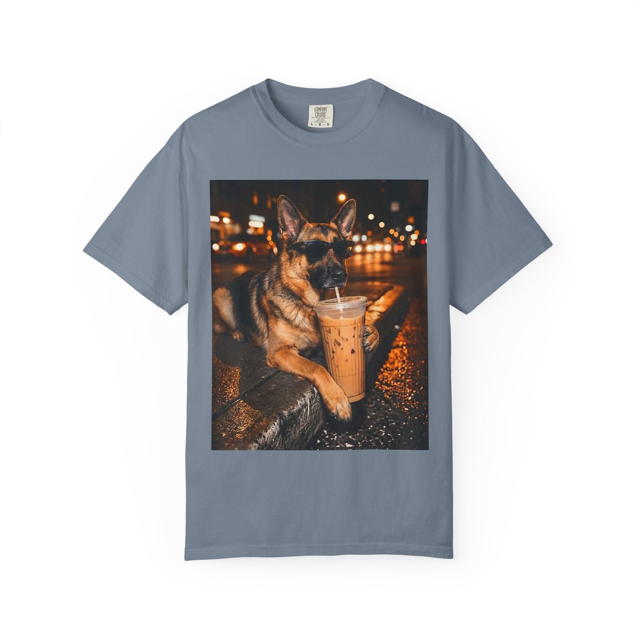 German Shepherd & Iced Coffee Photo T-Shirt — Dog