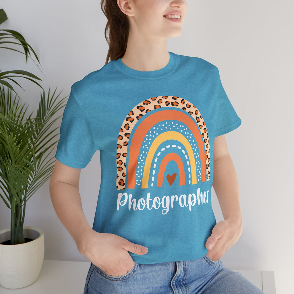 Leopard Rainbow  Photographer Tee — Boho Heart Graphic T-Shirt