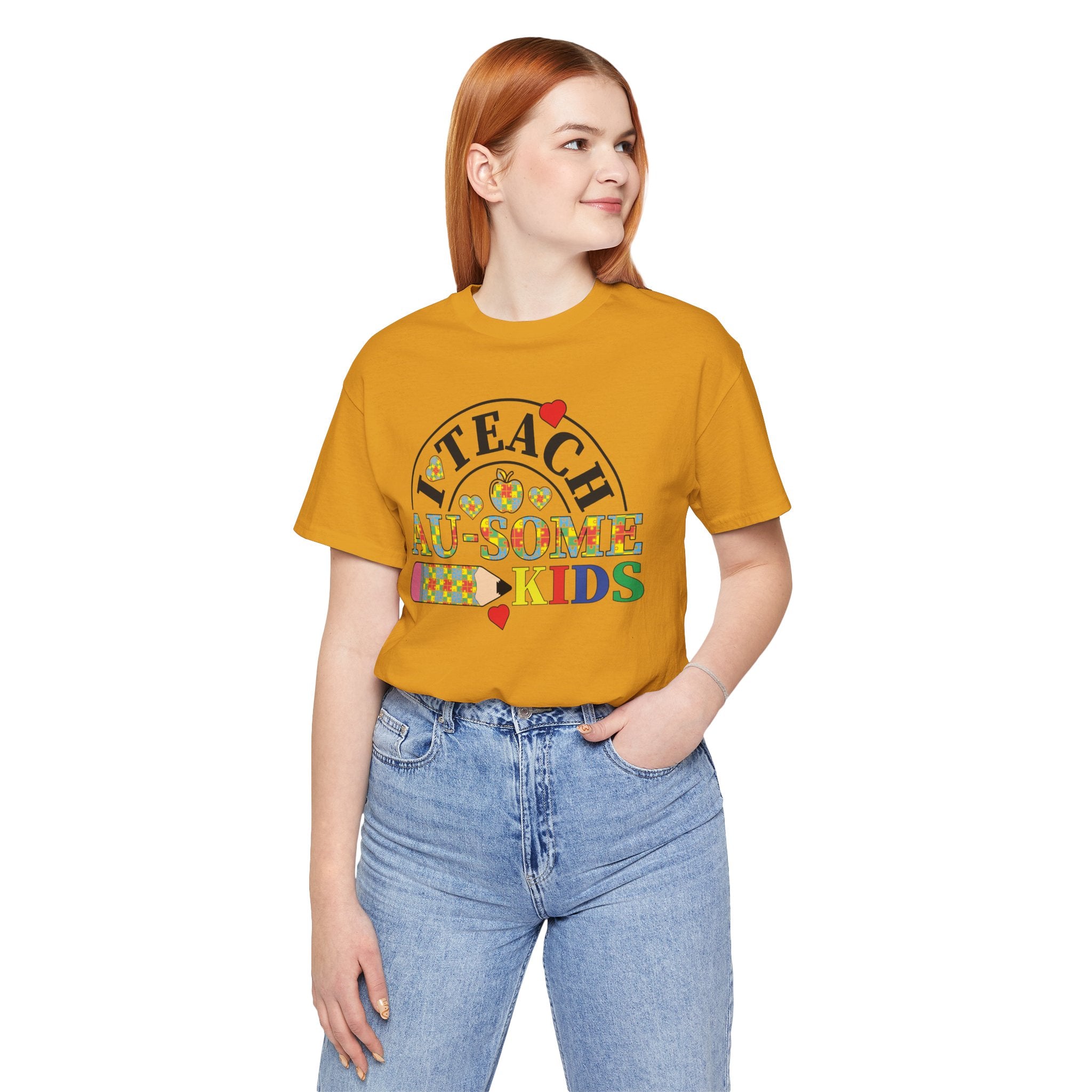 I Teach Awesome Kids T-Shirt — Colorful Autism Awareness Teacher Tee