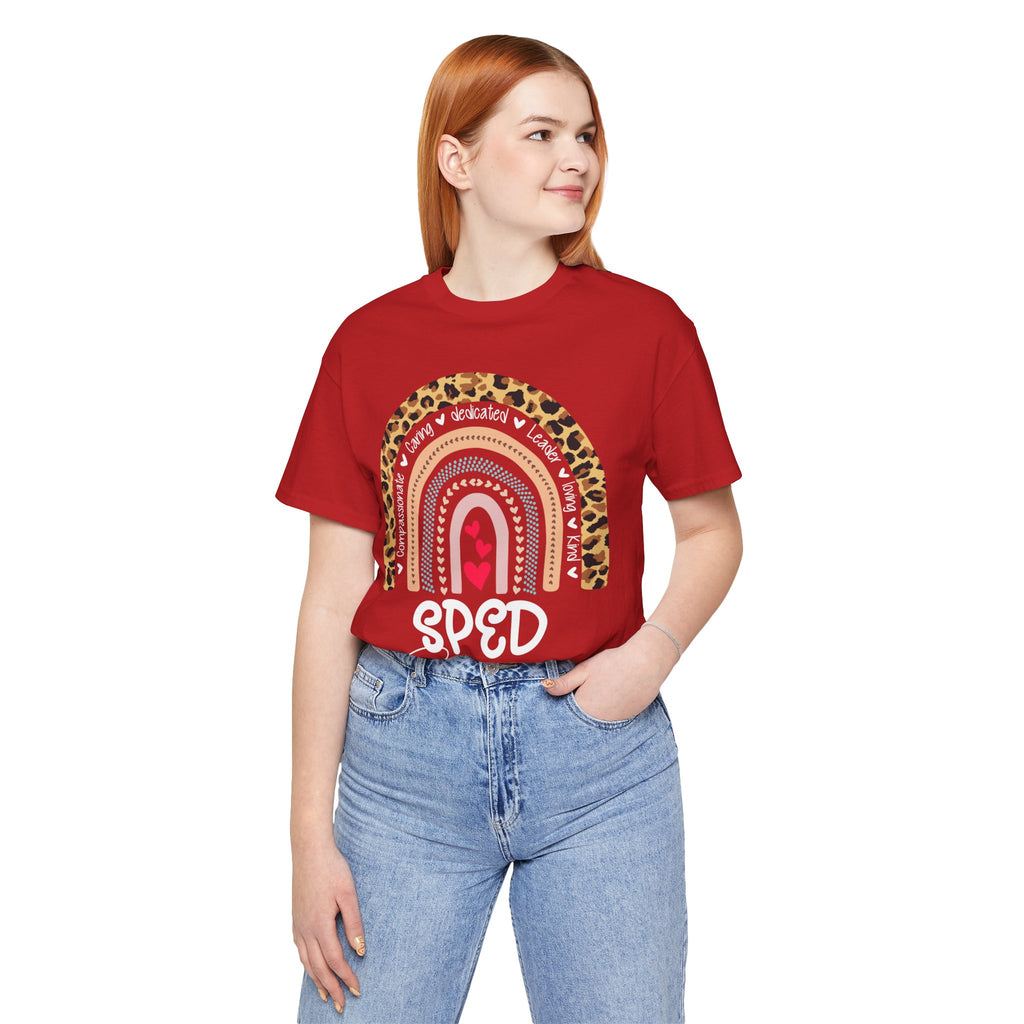 Leopard Rainbow Tee — Cute Pastel Heart Rainbow Graphic T-Shirt