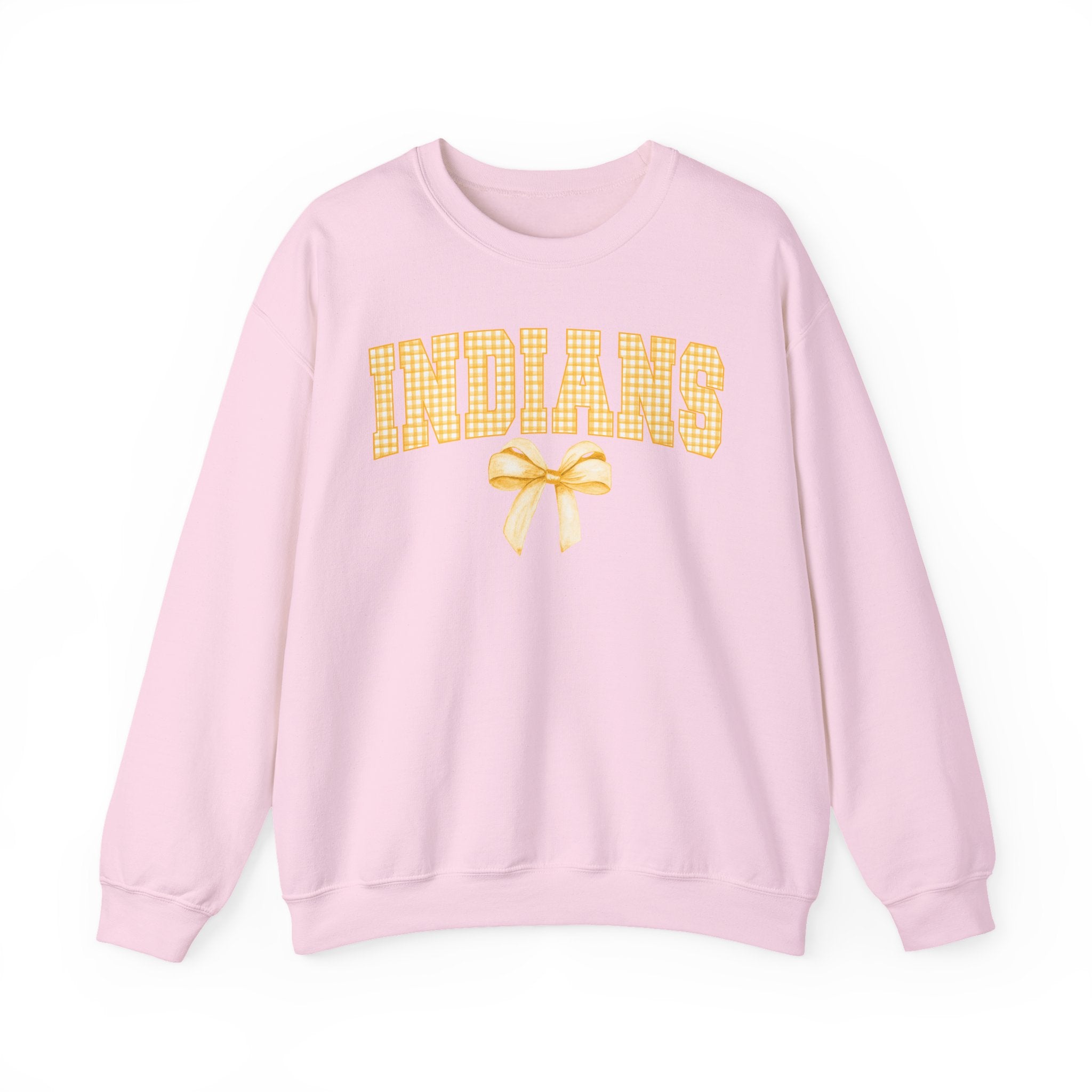 Indians Yellow Gingham Bow Crewneck Sweatshirt
