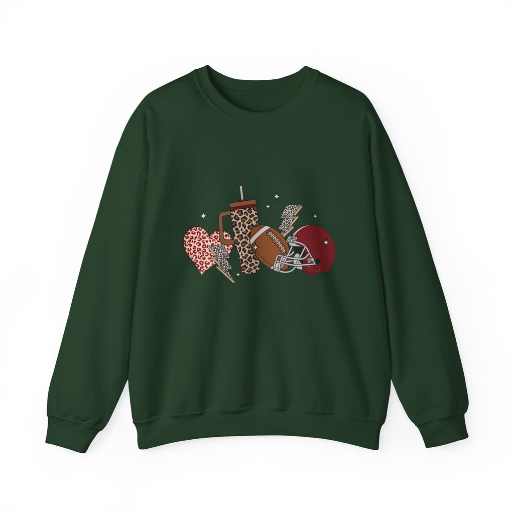 Heart & Lightning Graphic Sweatshirt — Leopard, Plaid & Red Heart Crewneck