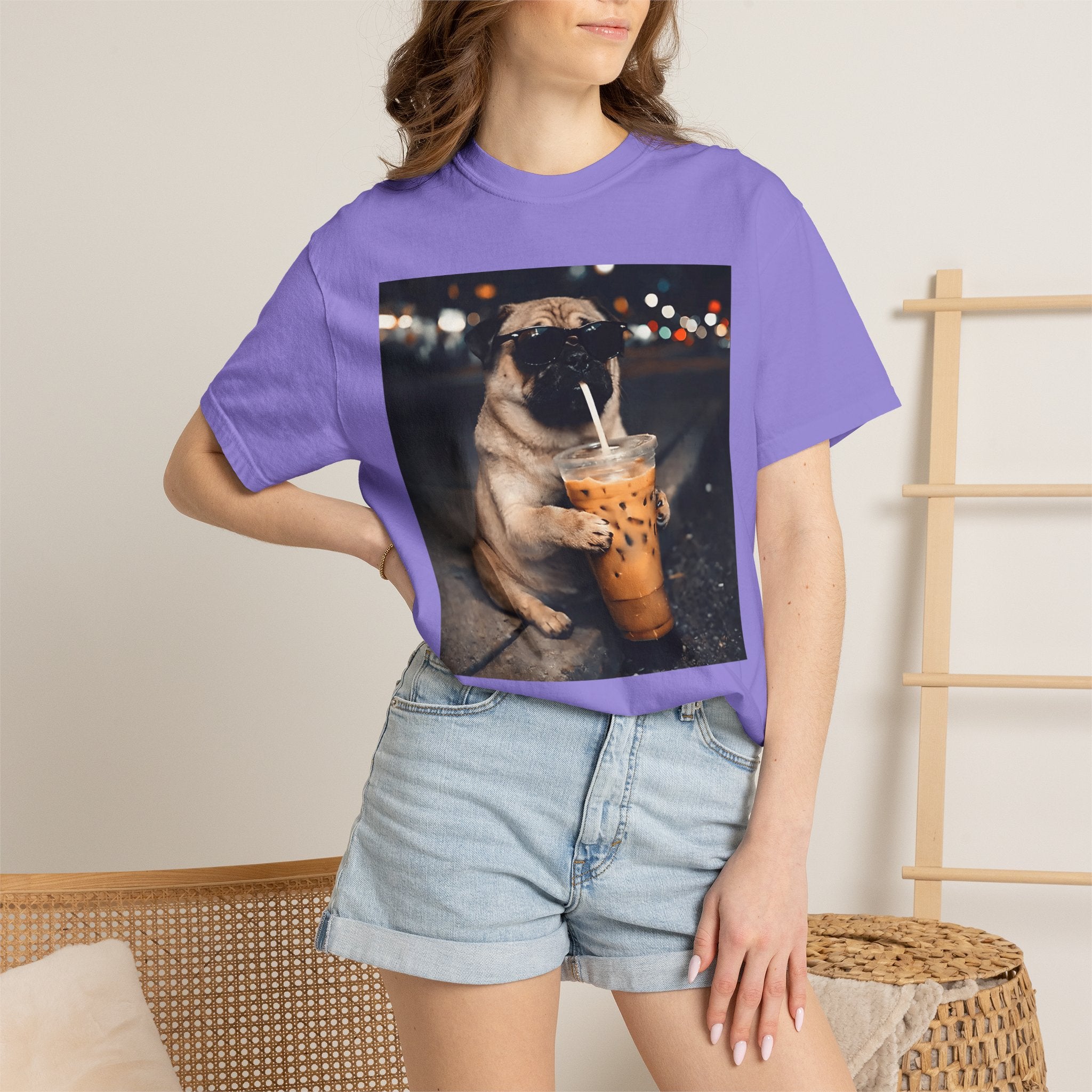 Pug Drinking Boba T‑Shirt — Cute Dog Bubble Tea Graphic Tee