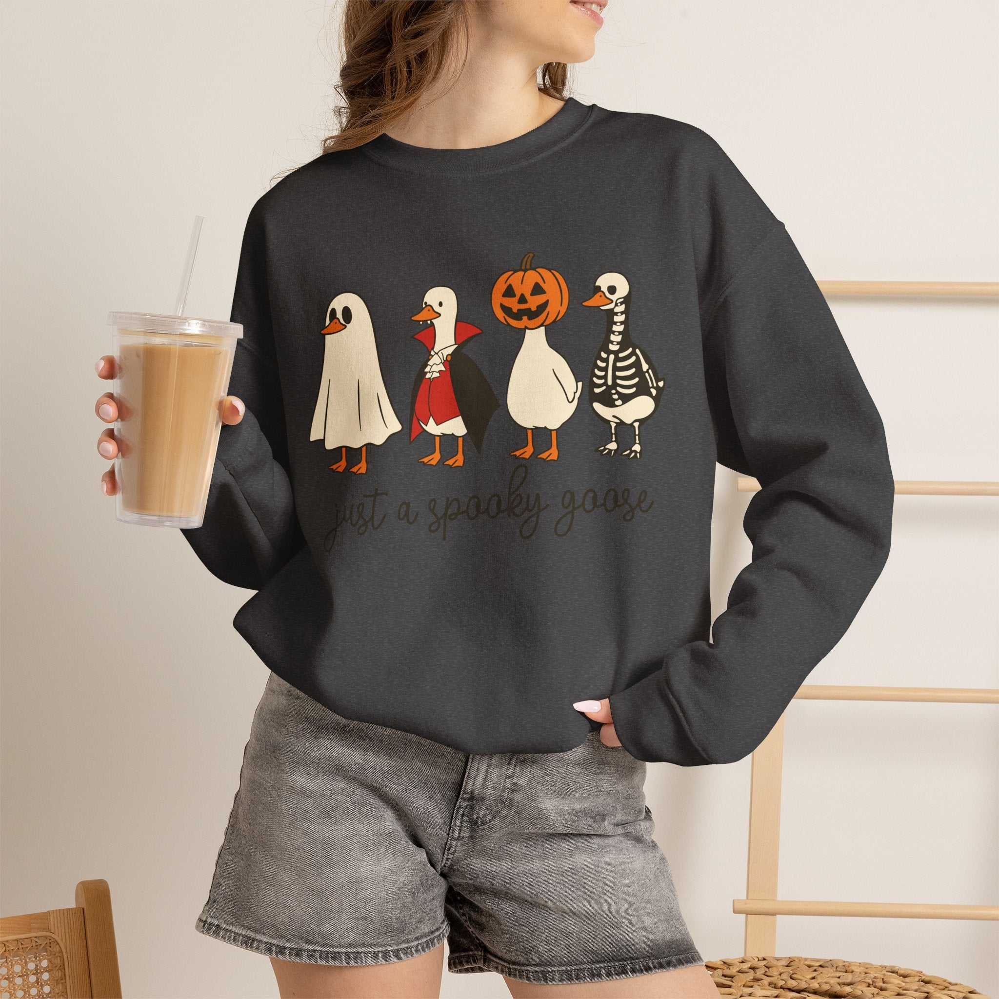 Just a Spooky Goose Sweatshirt — Cute Halloween Goose Crewneck
