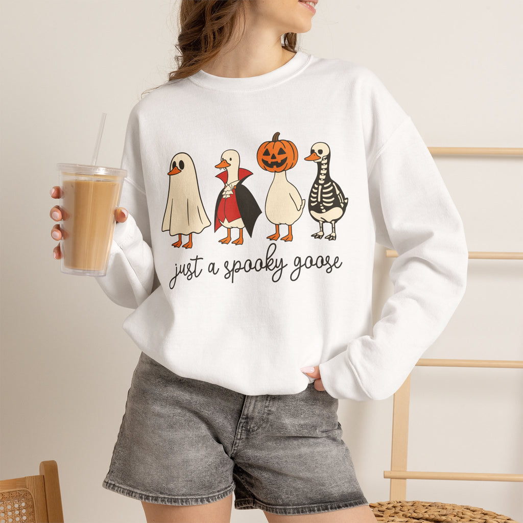 Just a Spooky Goose Sweatshirt — Cute Halloween Goose Crewneck