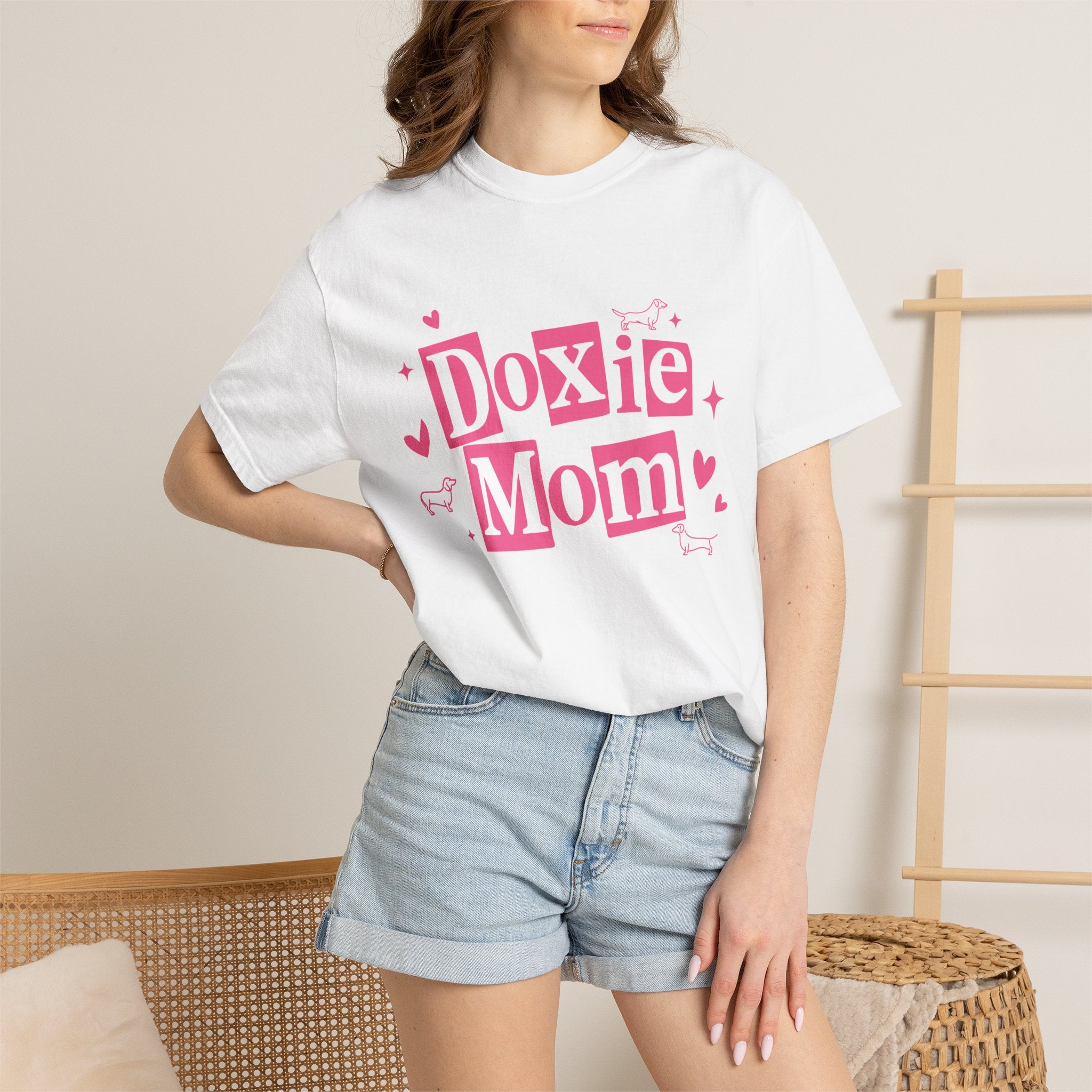 Doxie Mom T-Shirt — Cute Pink Dachshund Dog Mom Tee