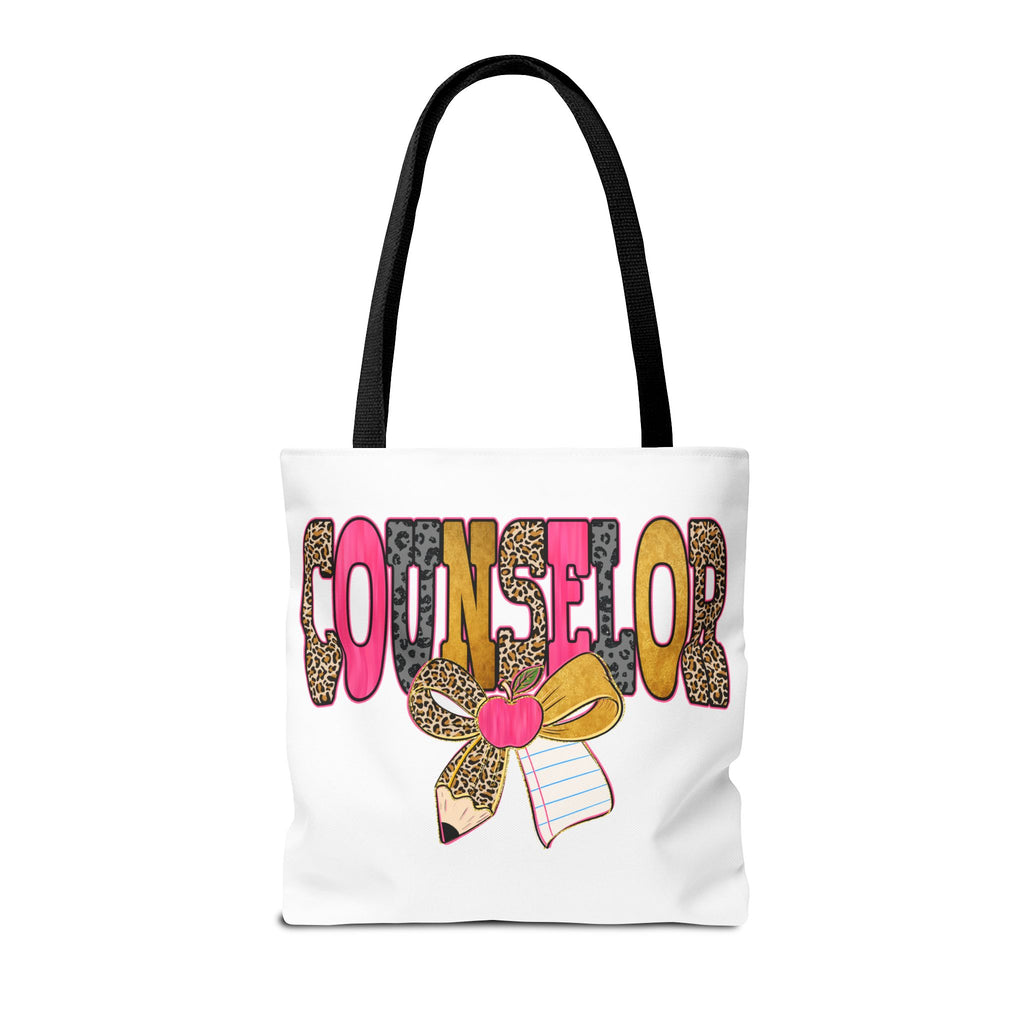 Counselor Tote Bag — Cute Leopard Pencil & Ribbon School Counselor Gift