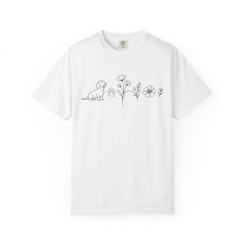 Dachshund Dog & Wildflowers Graphic T-Shirt