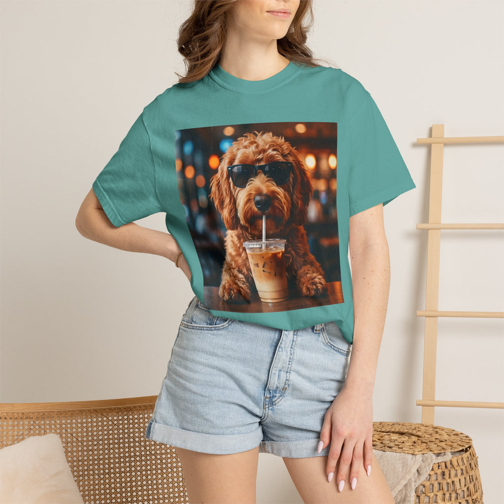 Cool Dog Drinking Iced Coffee T-Shirt