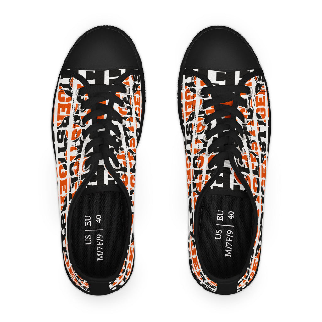 Women's Low Top Sneakers — 'TIGERS' Orange & Black Team Spirit