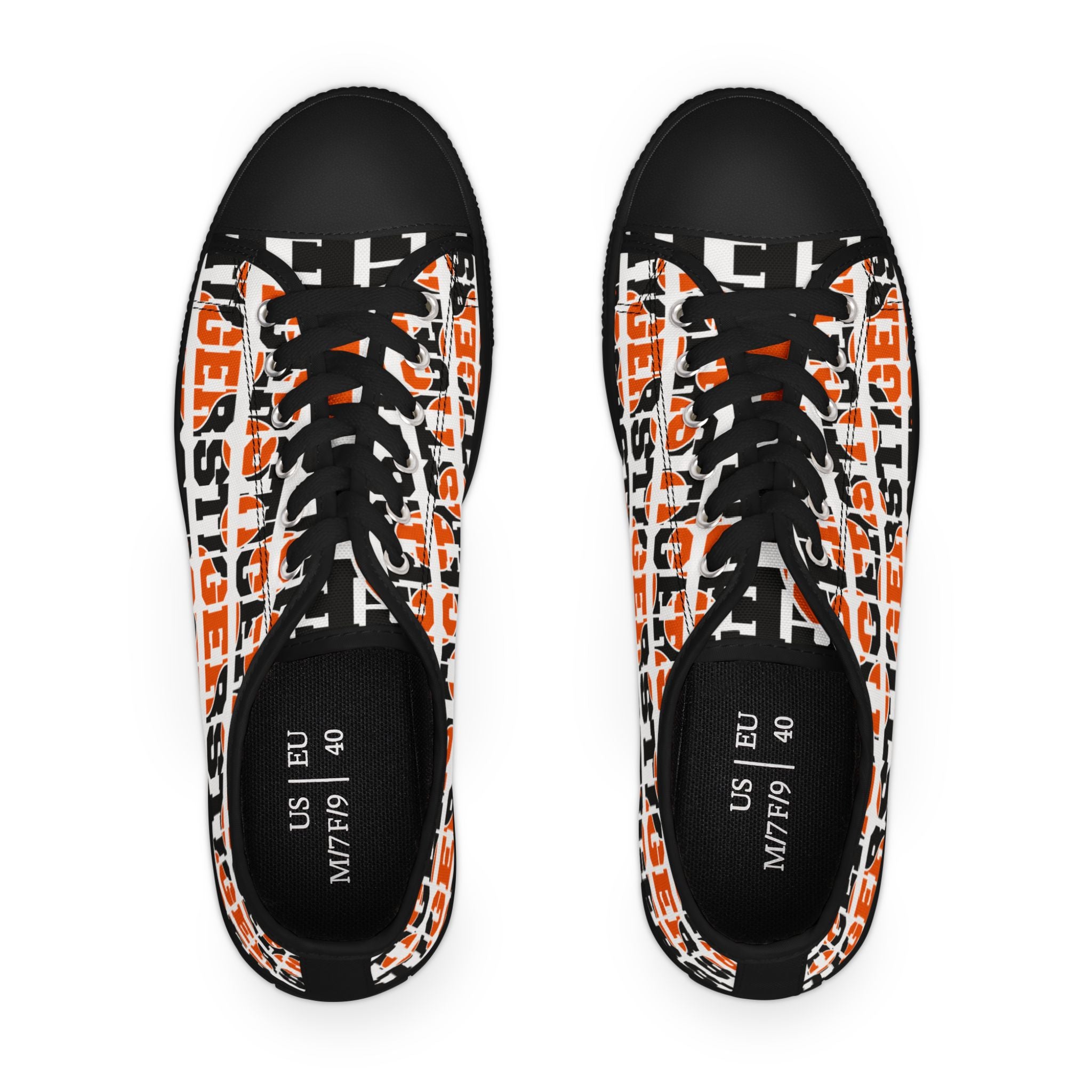 Women's Low Top Sneakers — 'TIGERS' Orange & Black Team Spirit