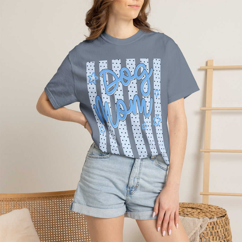 Dog Mom T-Shirt – Blue Stars & Stripes Pet Mom Tee