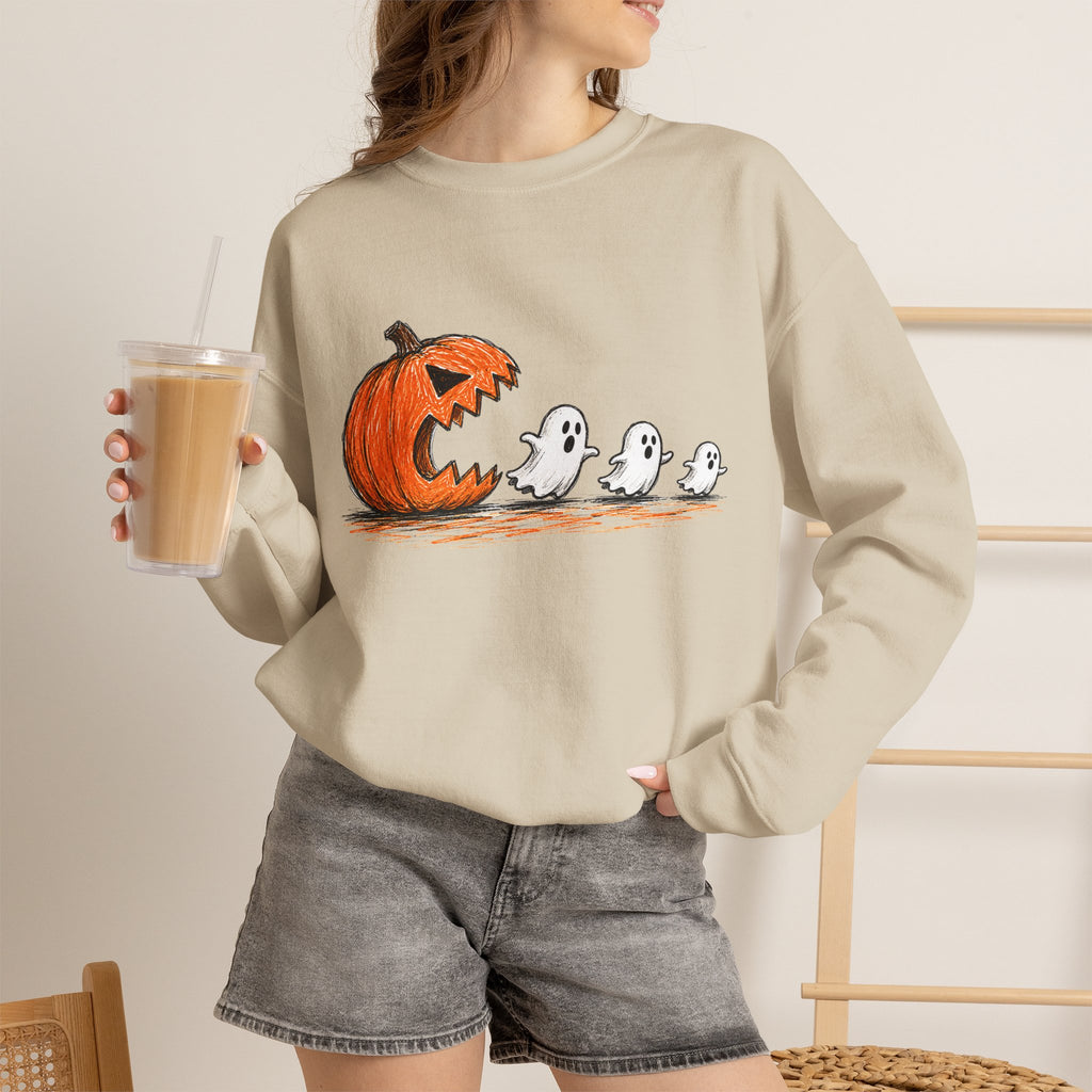 Halloween Pumpkin & Ghosts Crewneck Sweatshirt