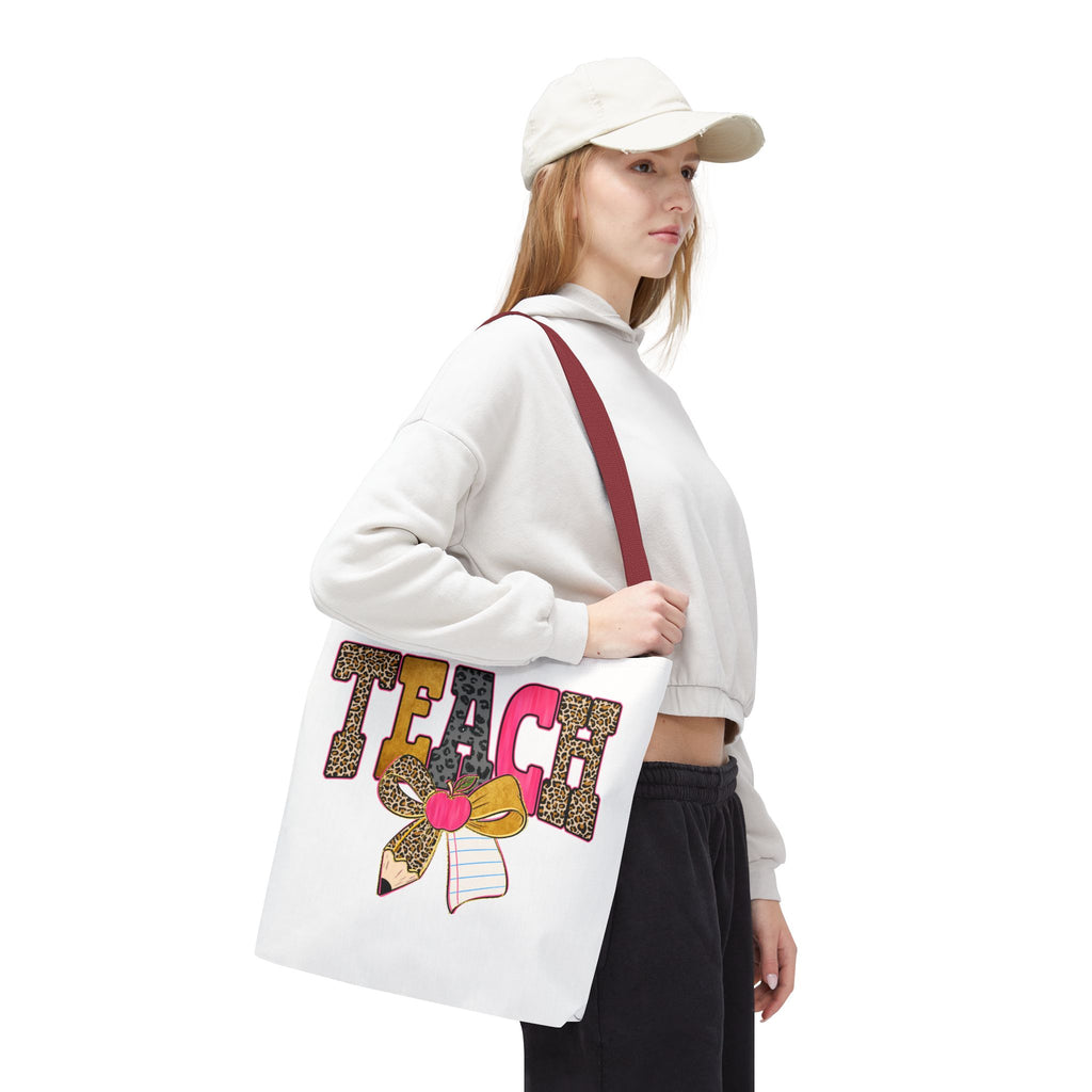 Teacher Leopard Print Pencil Tote Bag — Cute TEACH School Teacher Gift