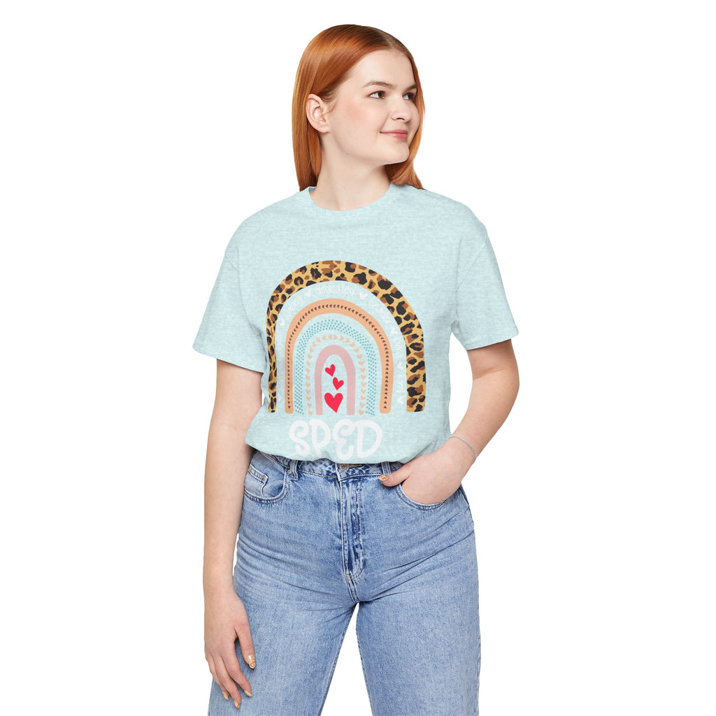 Leopard Rainbow Tee — Cute Pastel Heart Rainbow Graphic T-Shirt