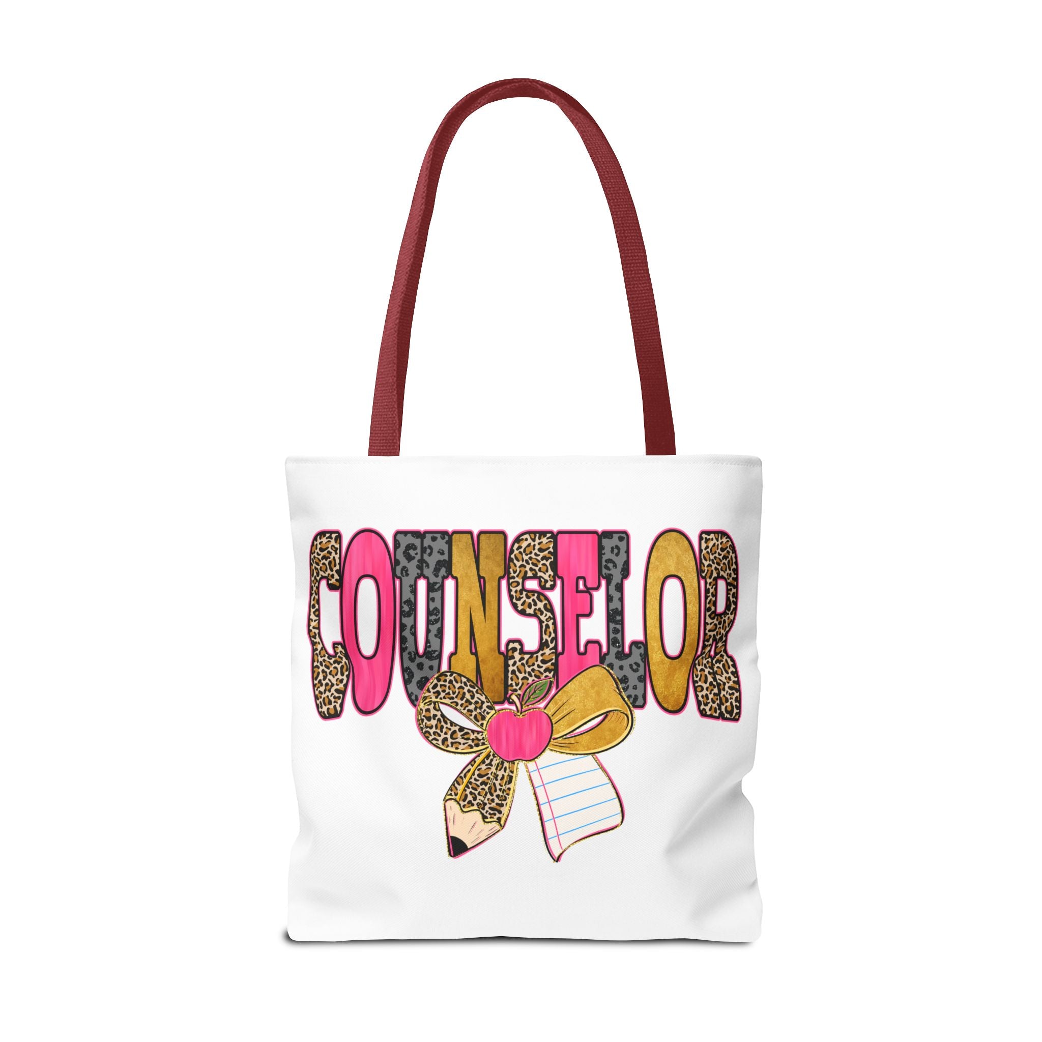 Counselor Tote Bag — Cute Leopard Pencil & Ribbon School Counselor Gift