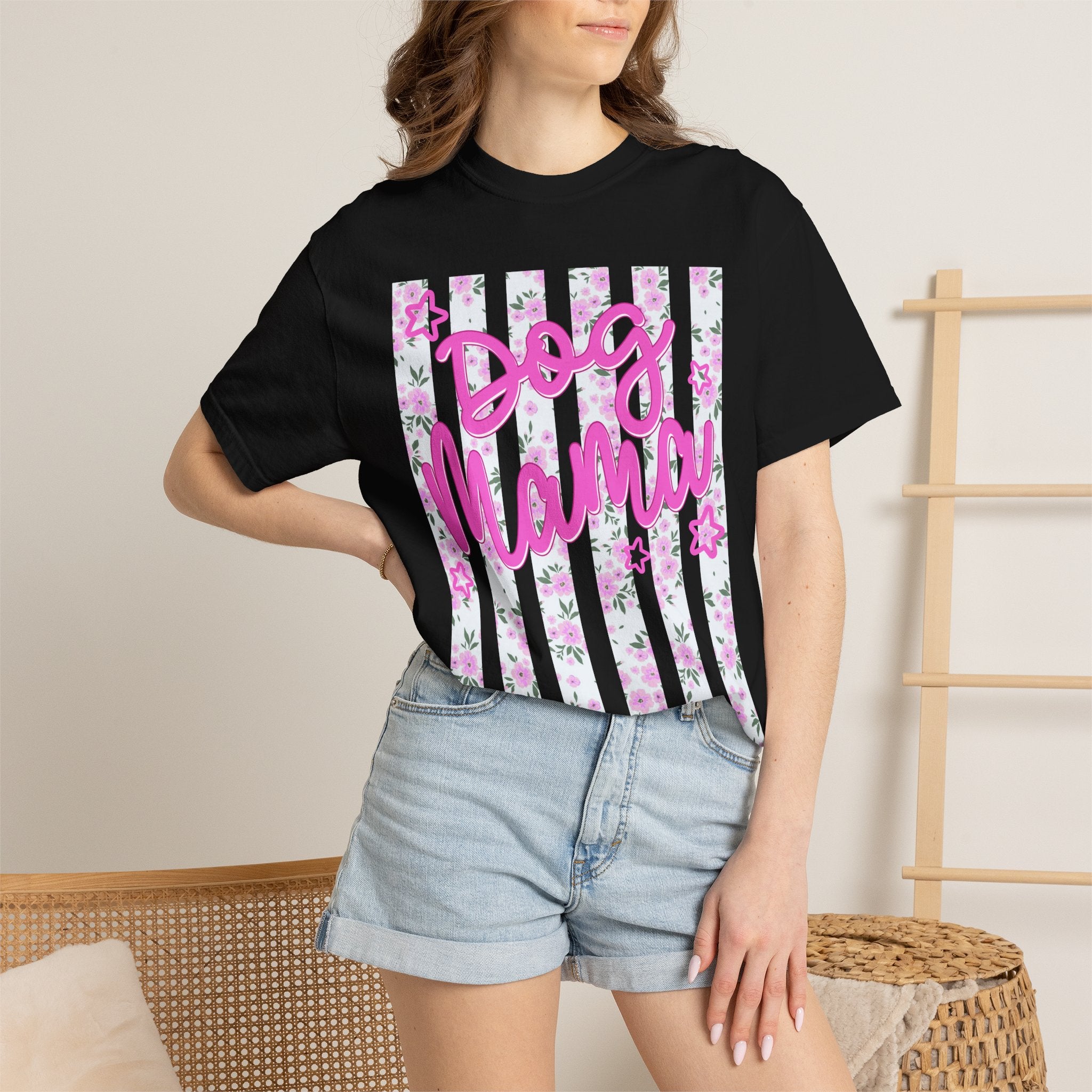 Dog Mama Floral Flag T-Shirt