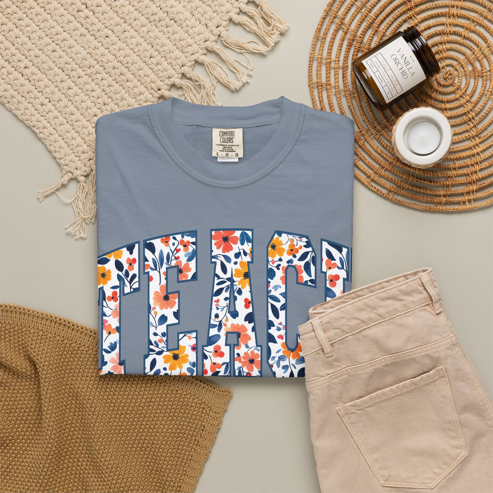 Teach Floral T‑Shirt — Floral Pattern TEACH Teacher Appreciation Gift
