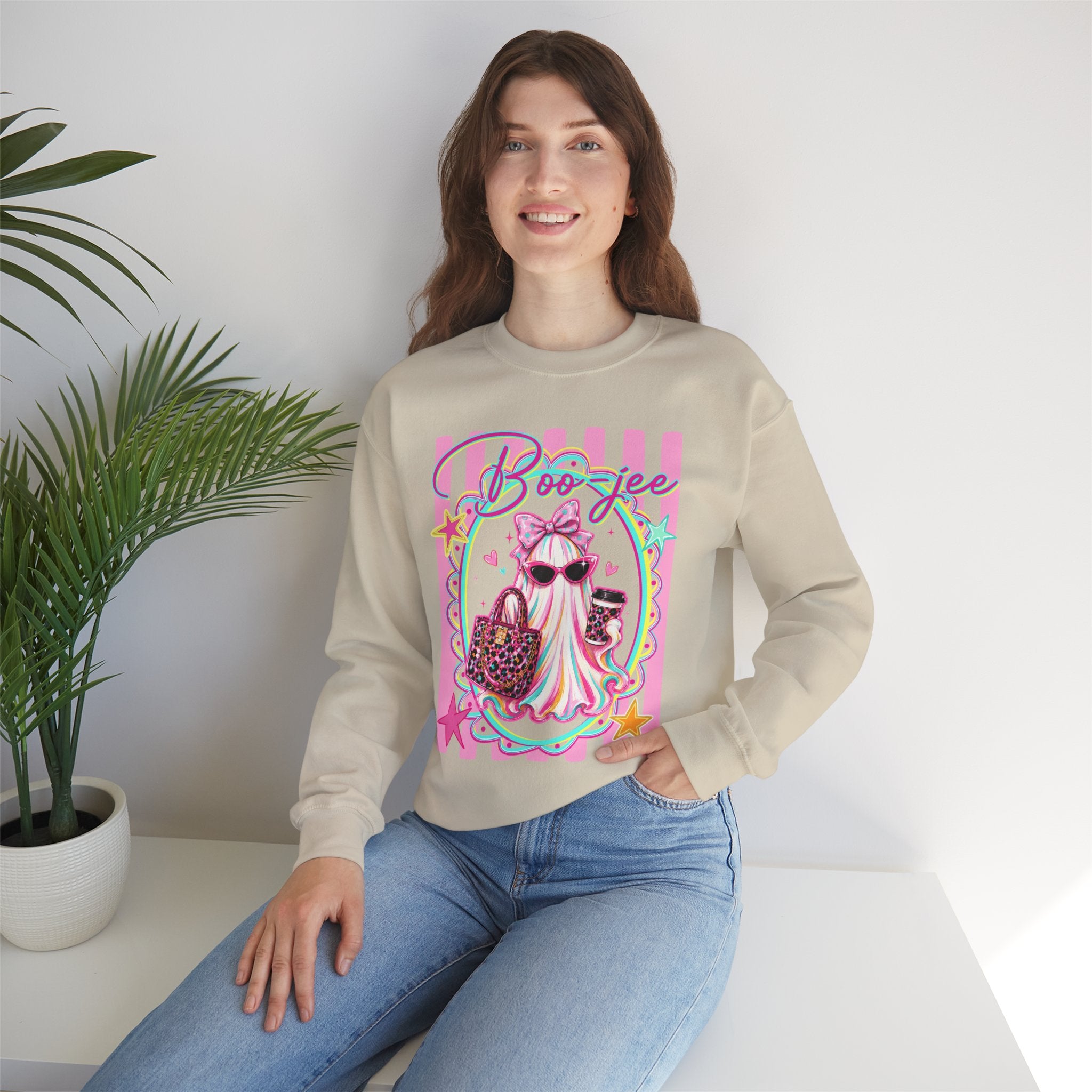 Halloween Crewneck Sweatshirt — "Boo-jee" Cute Ghost Fashion Graphic