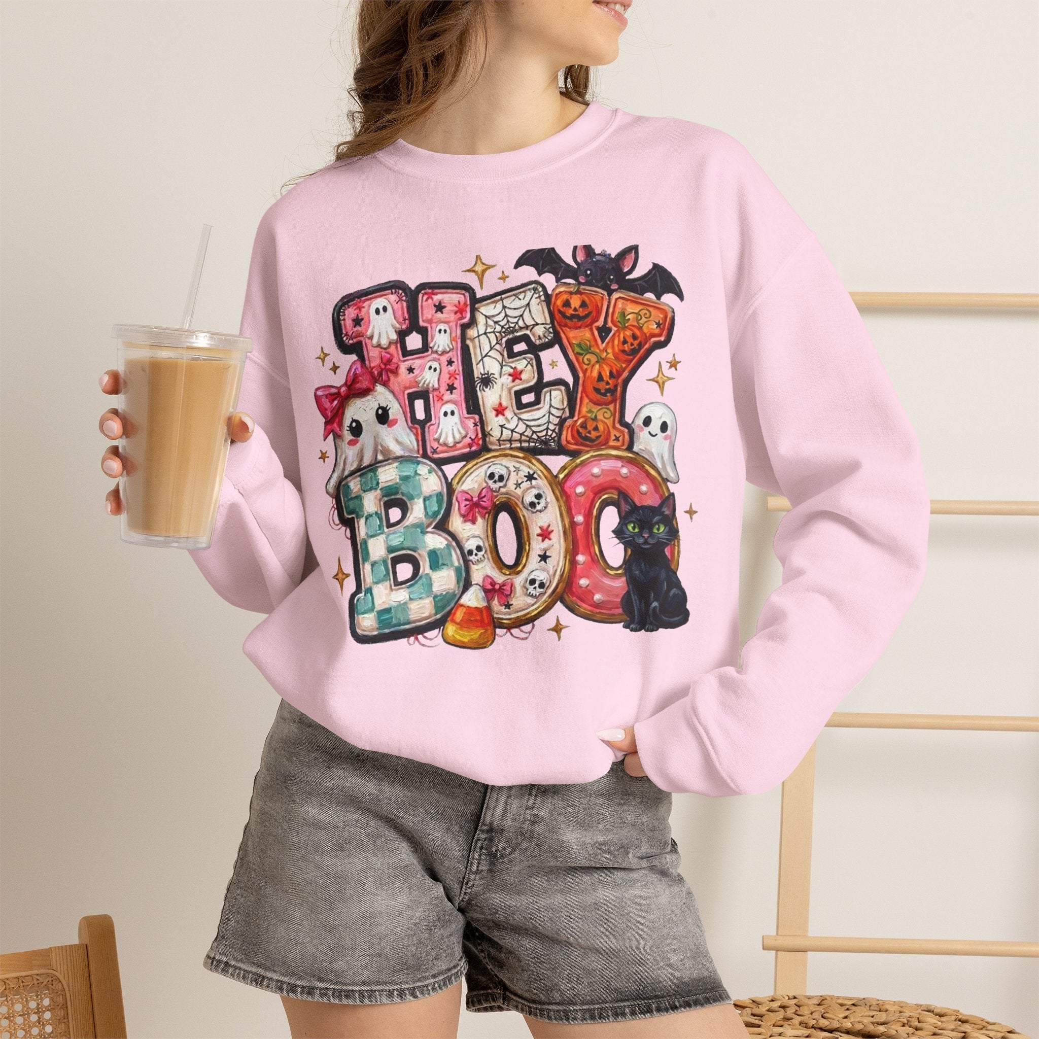 Halloween 'Boo!' Crewneck Sweatshirt – Cute Ghosts & Candy Halloween Pullover