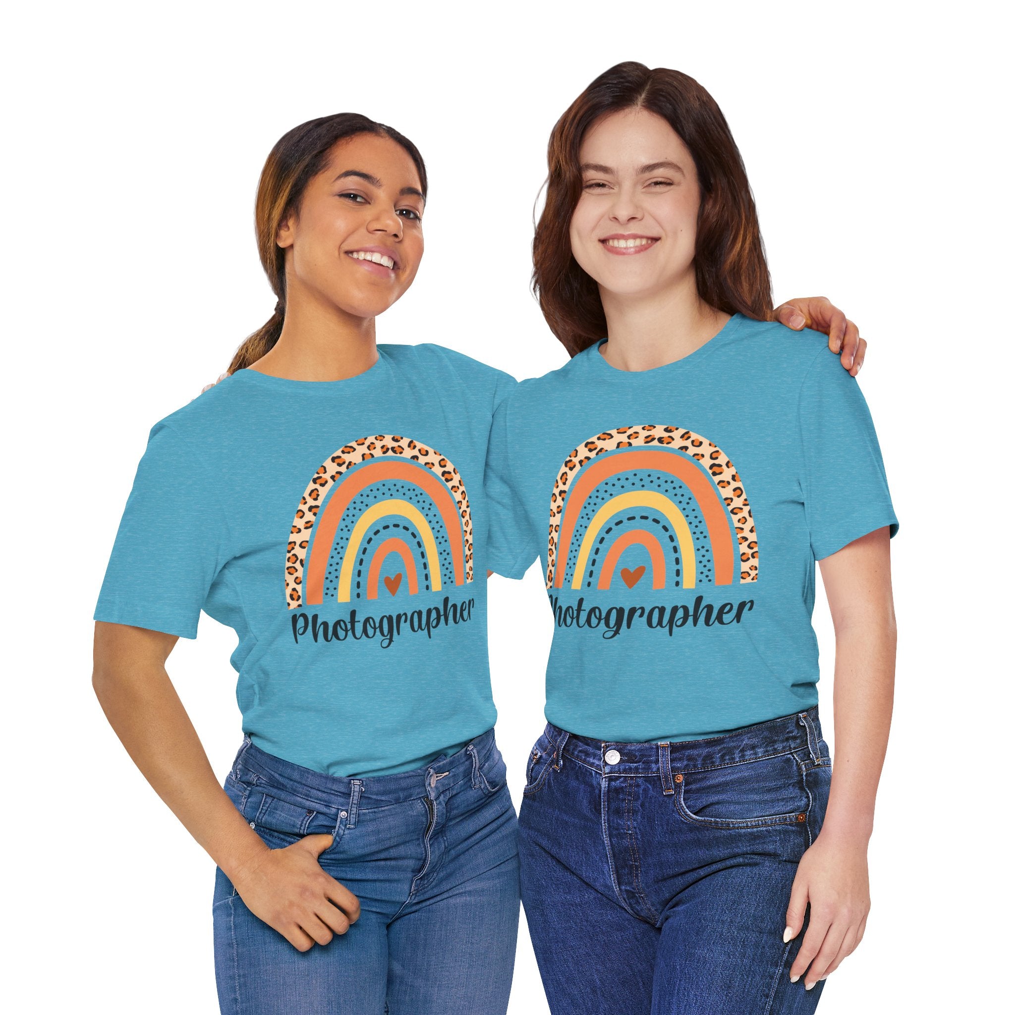 Photographer Rainbow Tee — Leopard Print Rainbow Graphic T-Shirt for Photographers