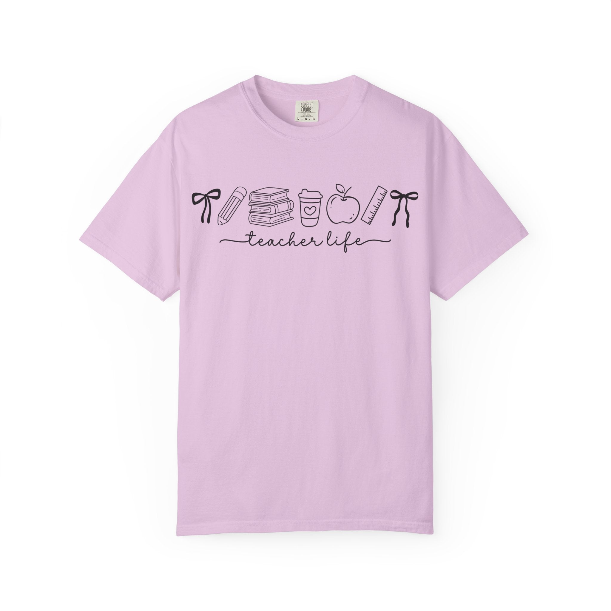 Teacher Life Tee — Minimalist Apple, Books & Coffee Graphic T-Shirt