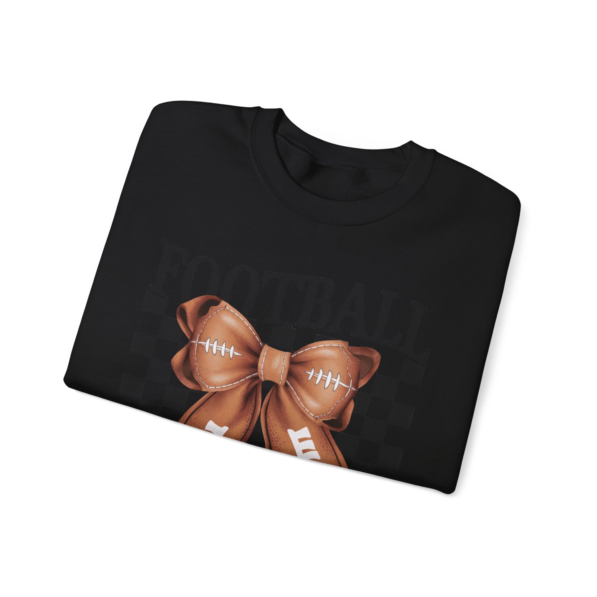 Football Mama Crewneck Sweatshirt — Retro Checkerboard Football Graphic