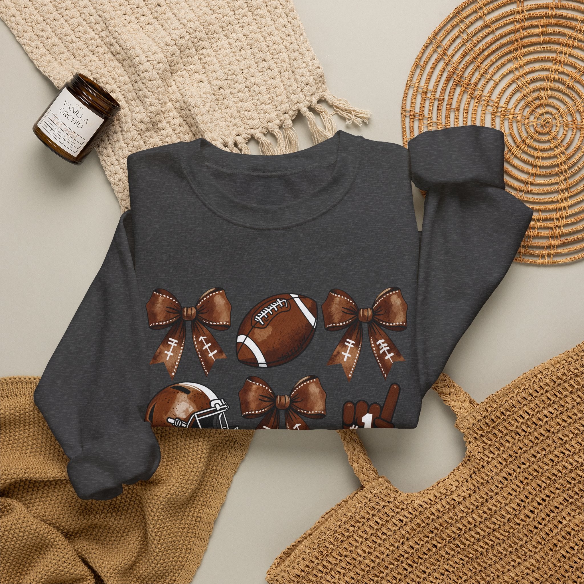 Football Ribbon Icons Crewneck Sweatshirt