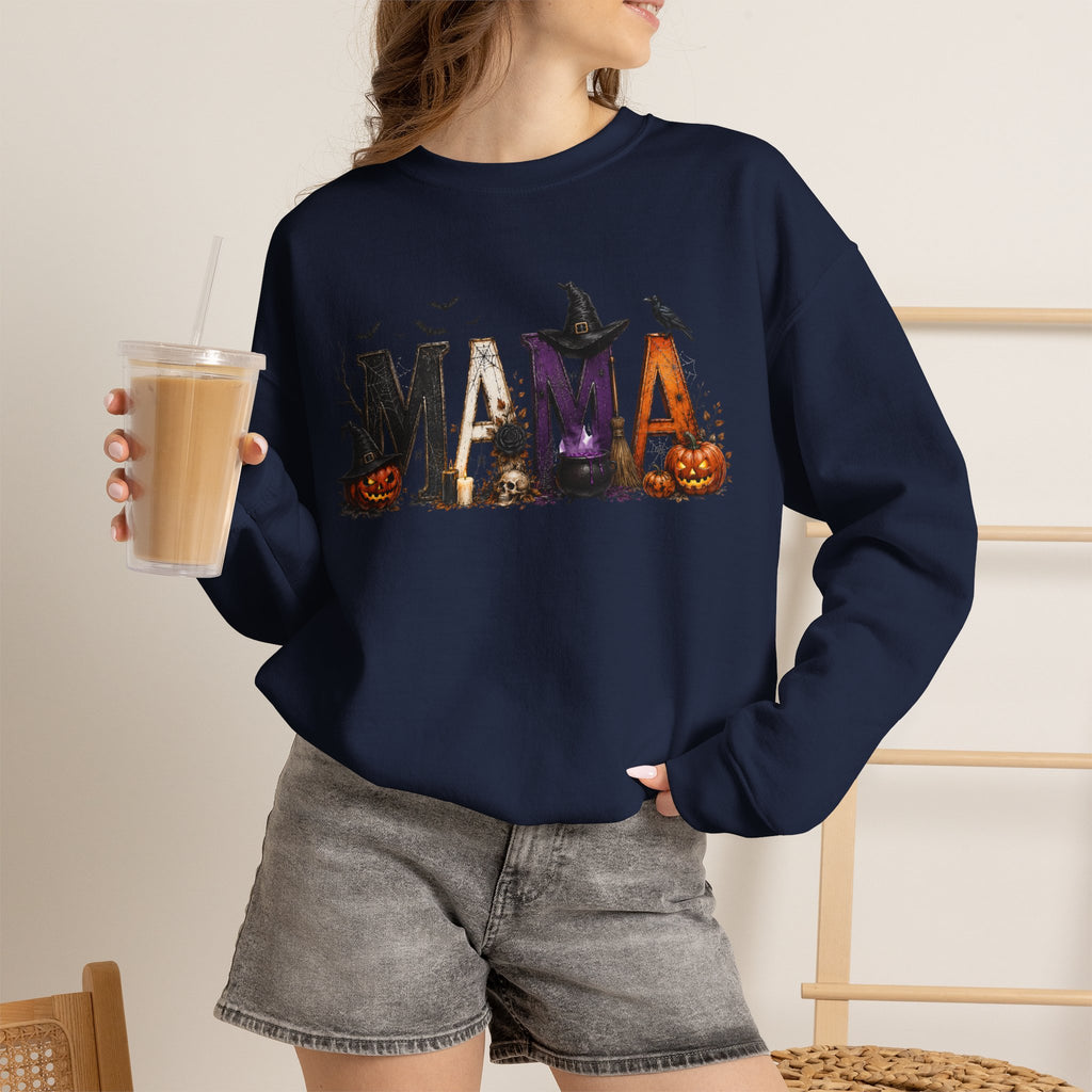 Halloween Mama Sweatshirt — Spooky Witch & Pumpkins Crewneck