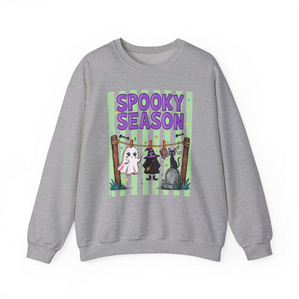 Sweatshirt — "Spooky Season" Ghost, Witch & Cat Halloween Crewneck