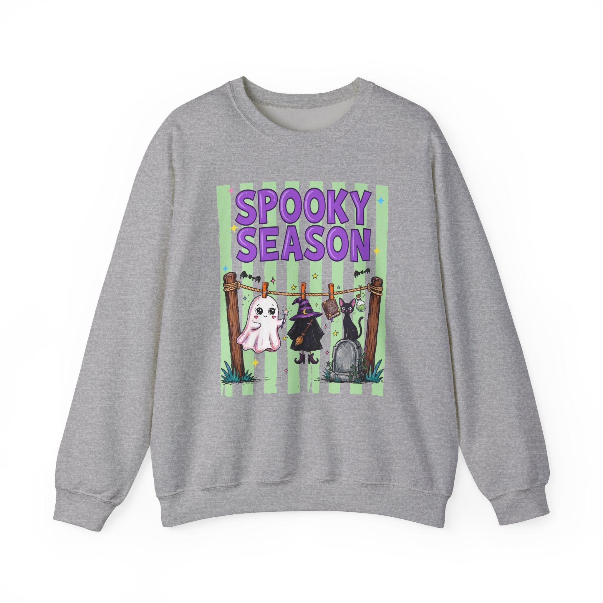 Sweatshirt — "Spooky Season" Ghost, Witch & Cat Halloween Crewneck