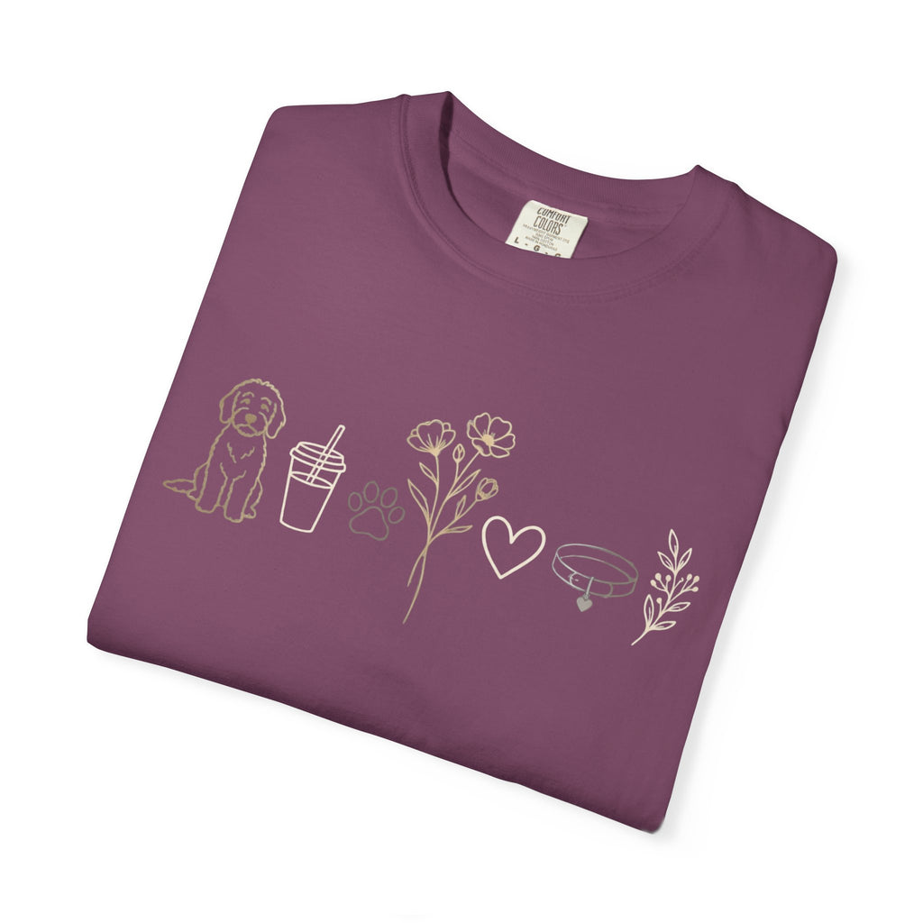 Doodle & Wildflower T-Shirt — Minimal Line Art Dog Tee