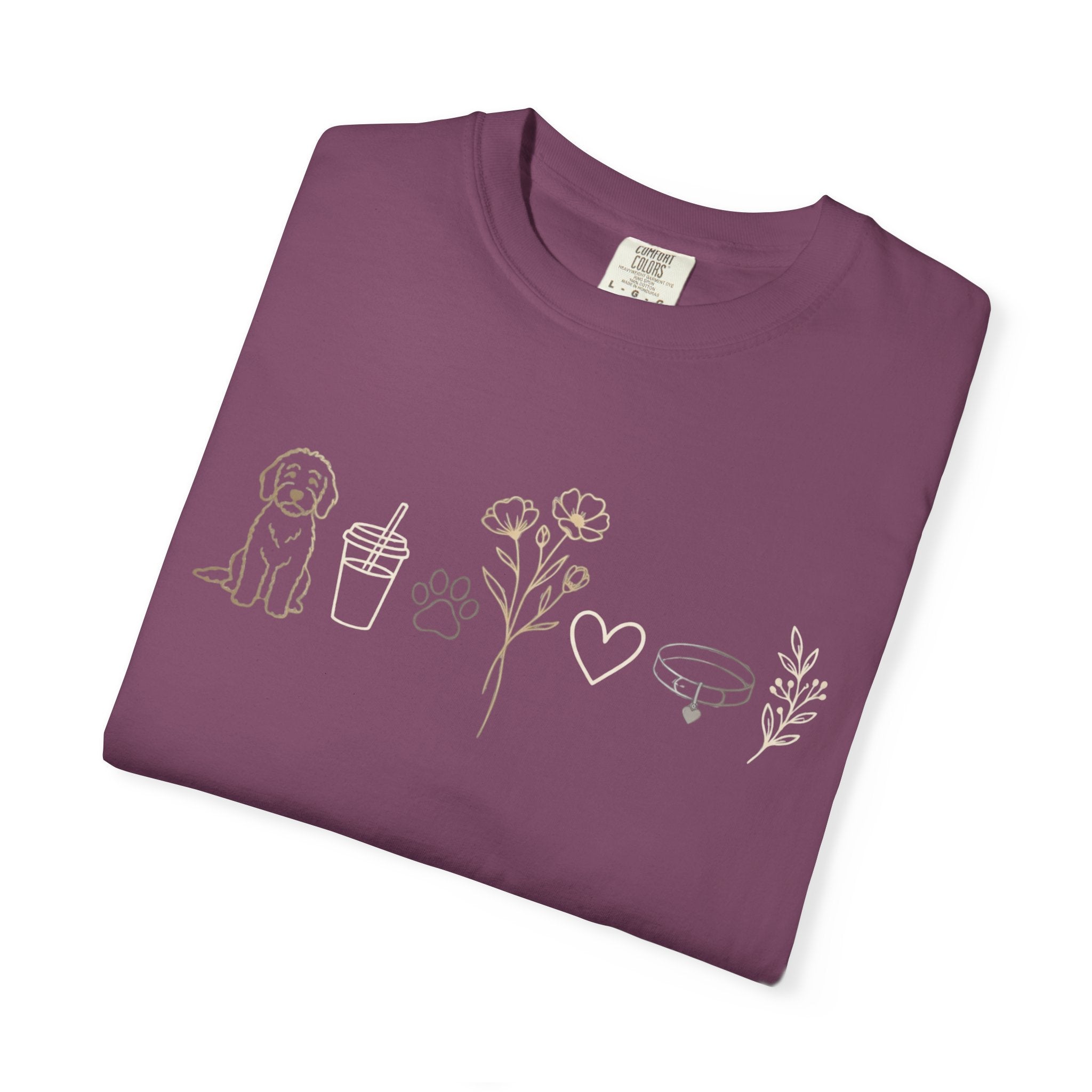 Doodle & Wildflower T-Shirt — Minimal Line Art Dog Tee