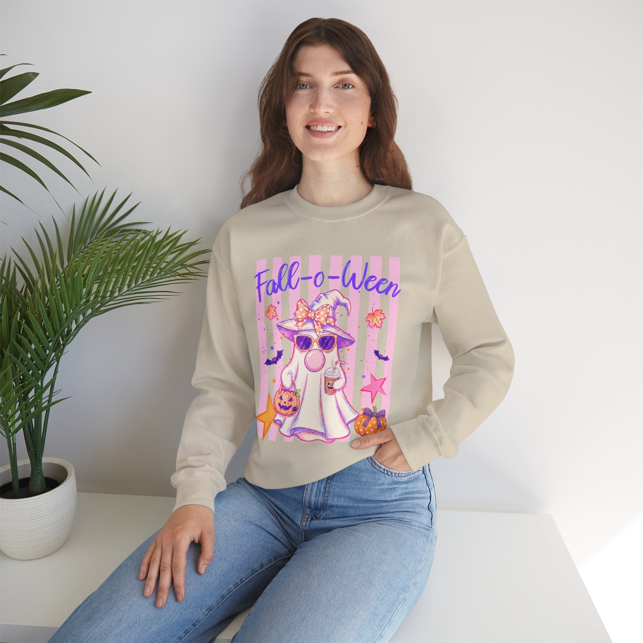 Fall-o-Ween Ghost Sweatshirt – Cute Pastel Halloween Crewneck