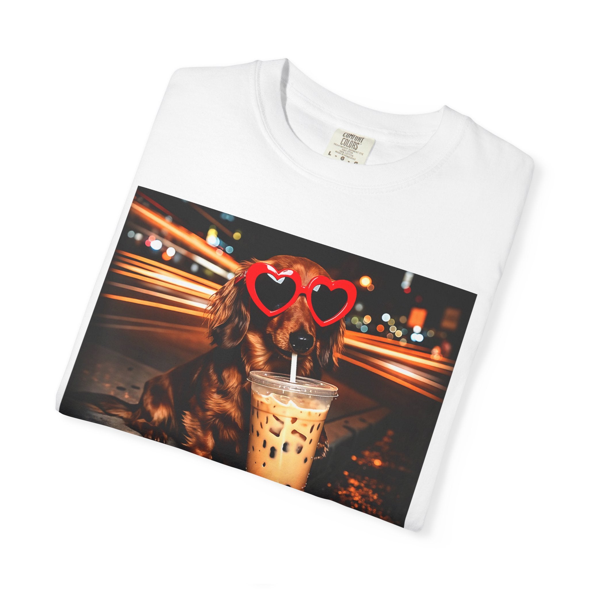 Dachshund with Heart Sunglasses & Bubble Tea T-Shirt
