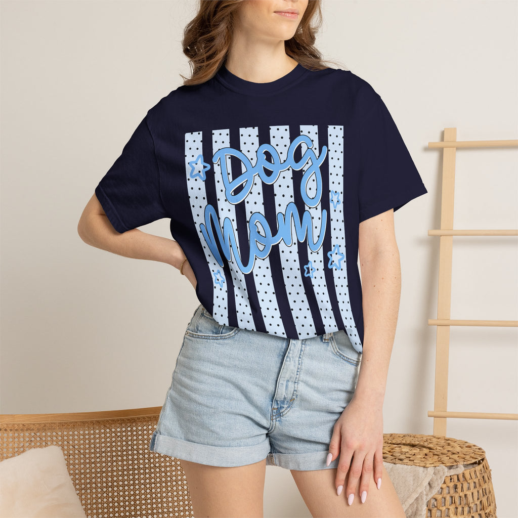Dog Mom T-Shirt – Blue Stars & Stripes Pet Mom Tee