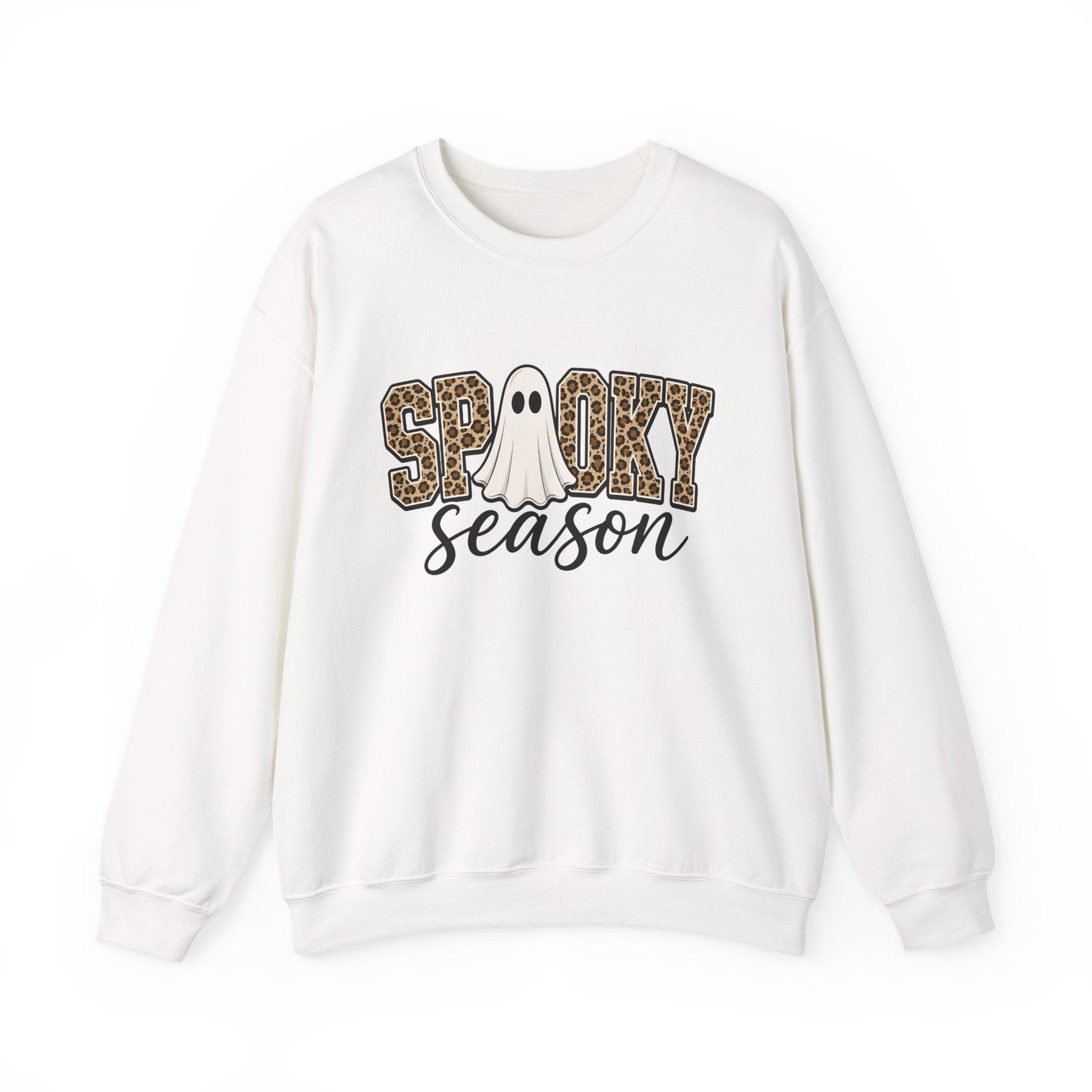 Spooky Season Sweatshirt - Leopard Print Ghost Halloween Crewneck