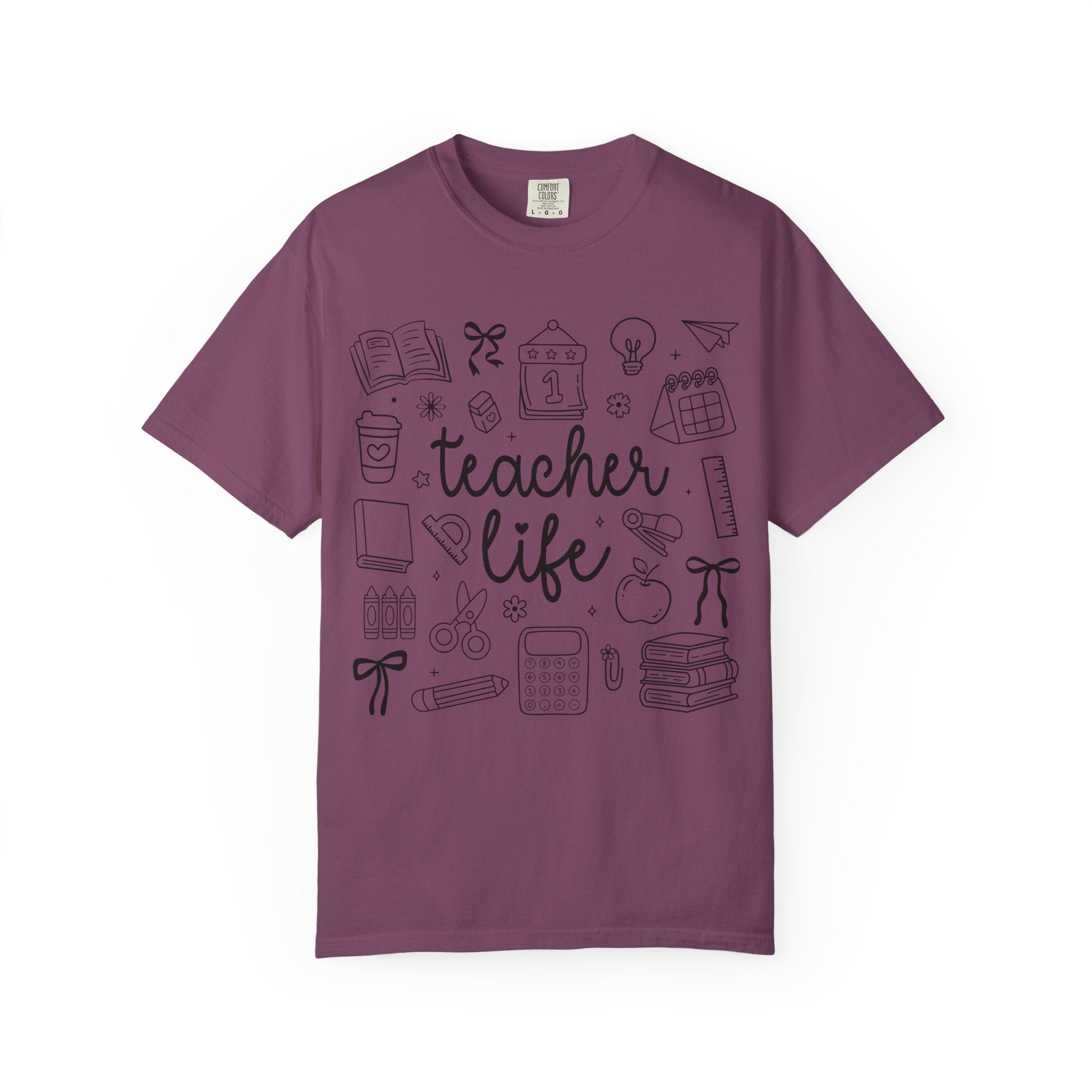 Teacher Life T-Shirt — School Supplies Sketch Graphic Tee