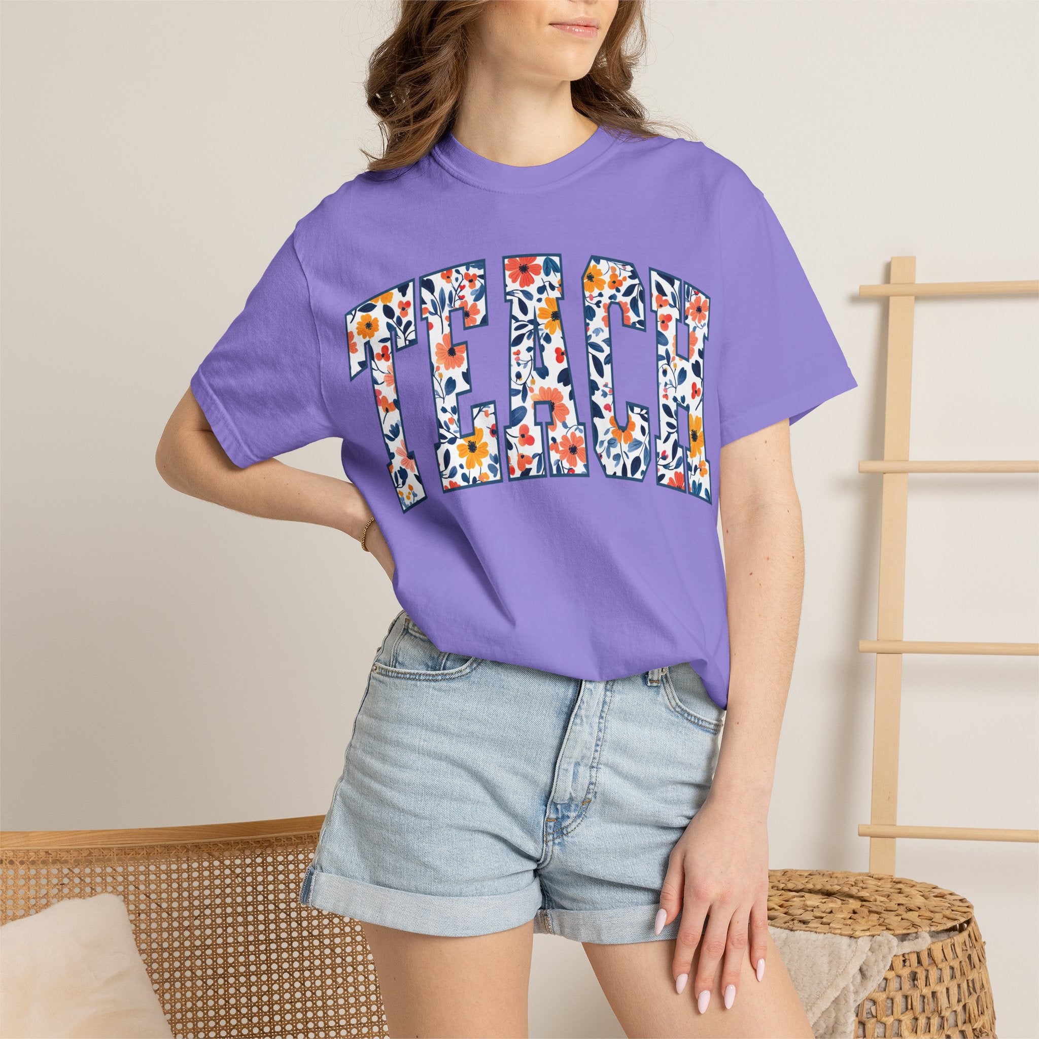 Teach Floral T‑Shirt — Floral Pattern TEACH Teacher Appreciation Gift
