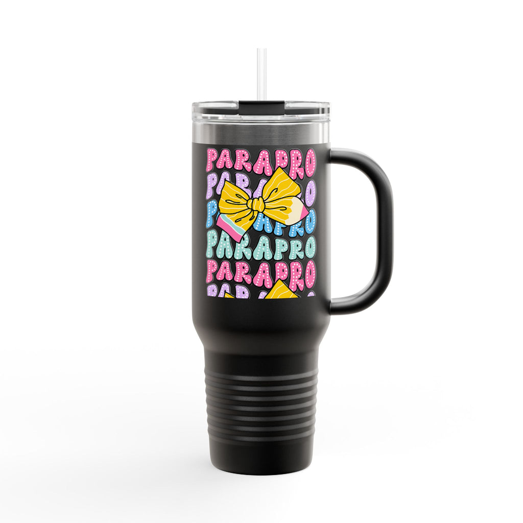 40oz Insulated Travel Mug — Colorful 'PARA' Pattern with Bow Design