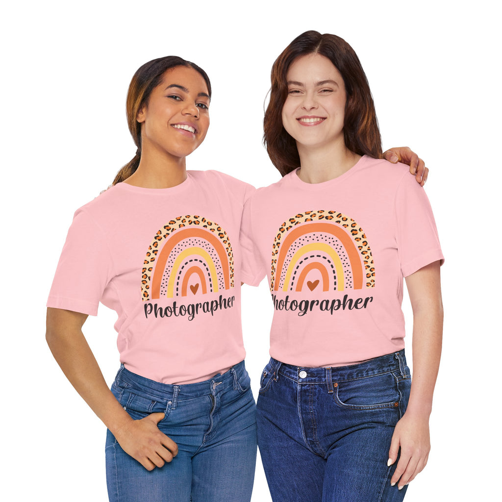Photographer Rainbow Tee — Leopard Print Rainbow Graphic T-Shirt for Photographers