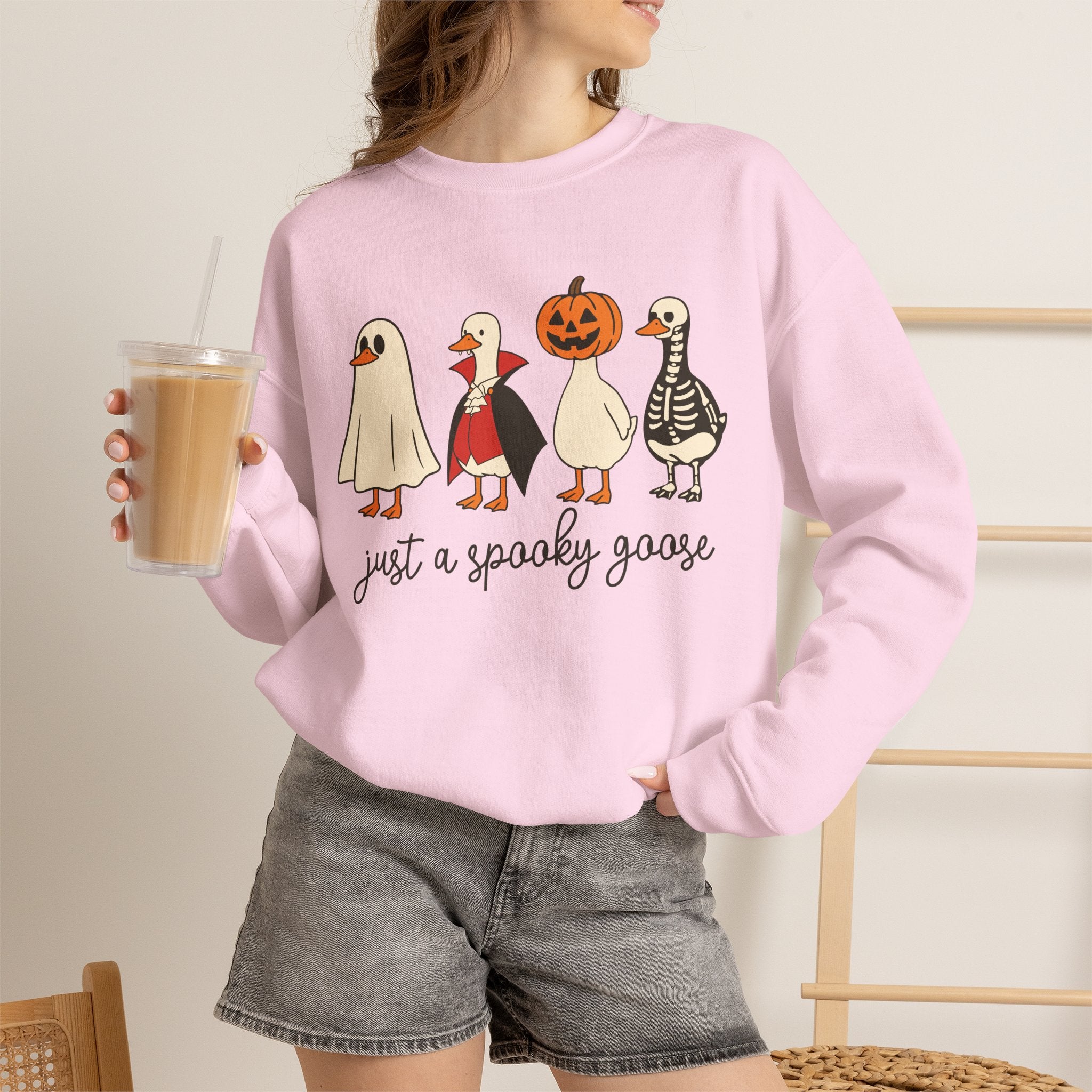 Just a Spooky Goose Sweatshirt — Cute Halloween Goose Crewneck