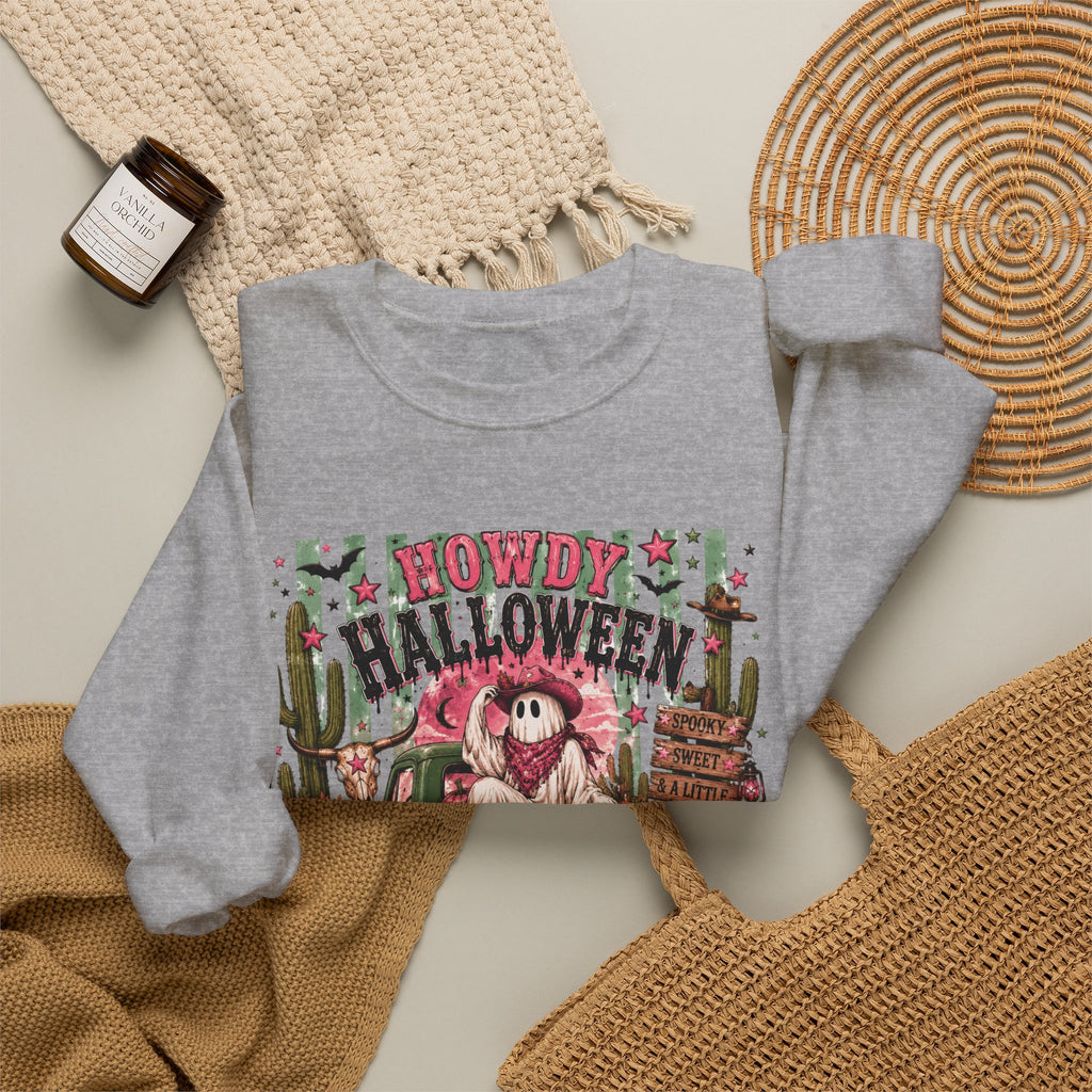 Howdy Halloween Crewneck Sweatshirt – Southwestern Ghost Pumpkin Fall Sweatshirt
