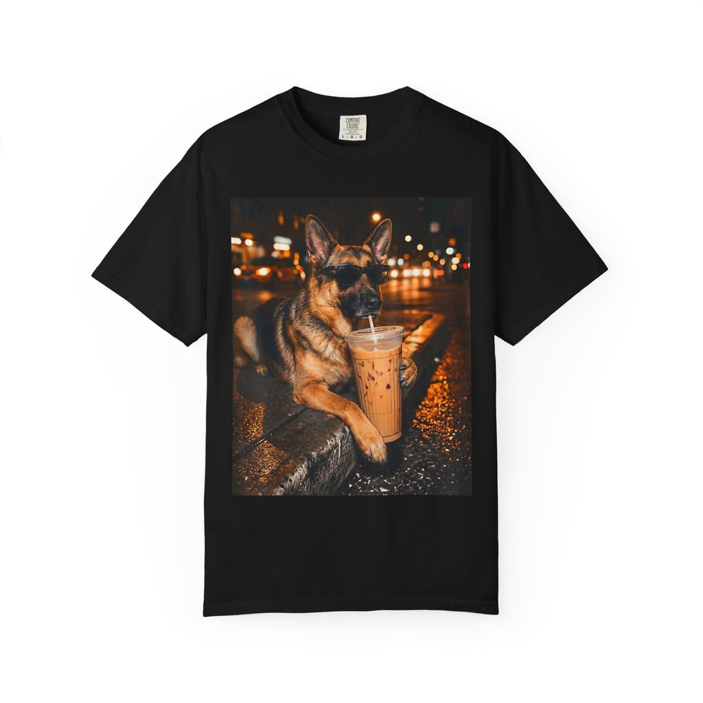 German Shepherd & Iced Coffee Photo T-Shirt — Dog