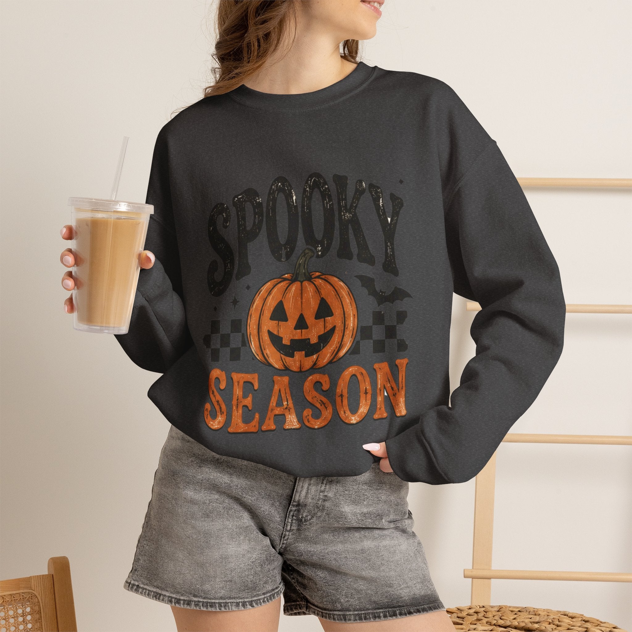 Spooky Season Sweatshirt — Pumpkin Jack-O'-Lantern Halloween Crewneck