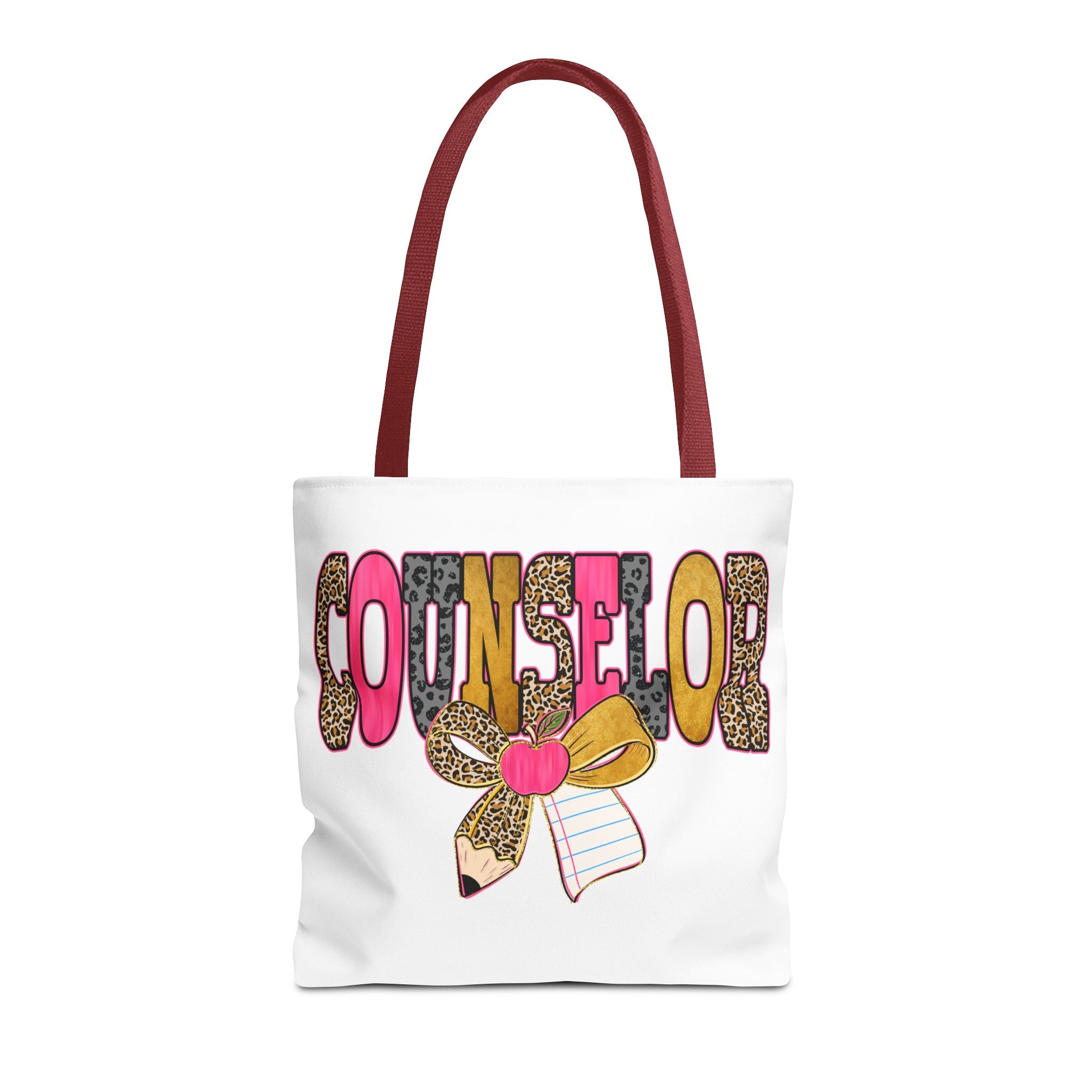 Counselor Tote Bag — Cute Leopard Pencil & Ribbon School Counselor Gift