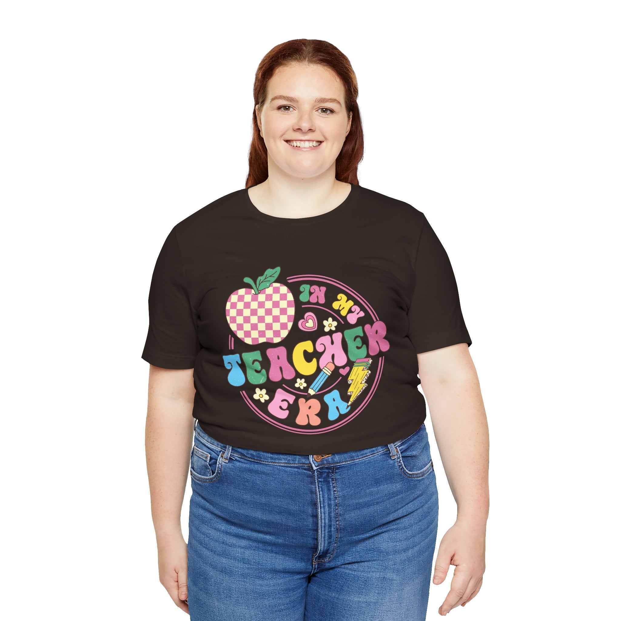 Teacher Vibes Tee — Cute Retro Apple Classroom Graphic T-Shirt