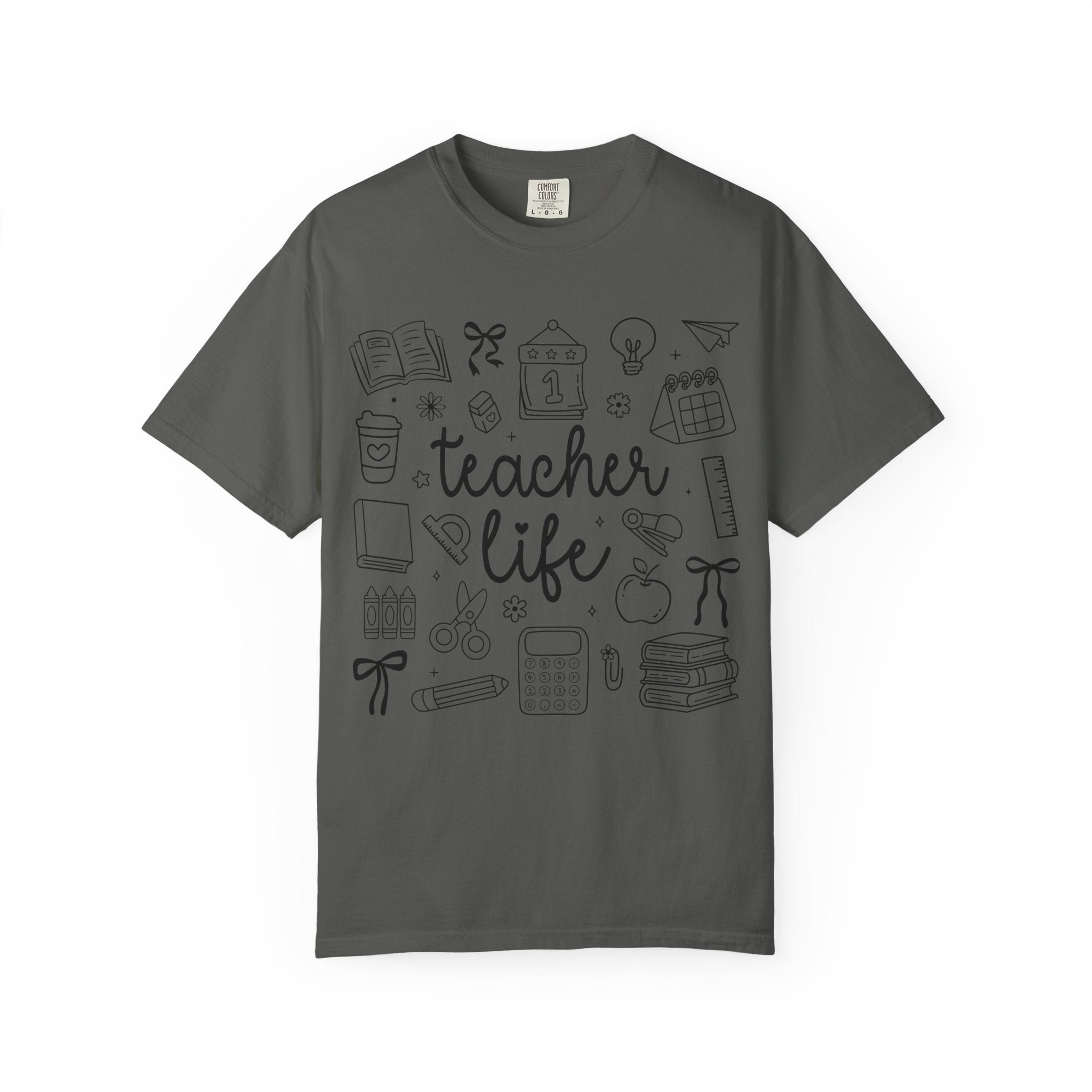Teacher Life T-Shirt — School Supplies Sketch Graphic Tee